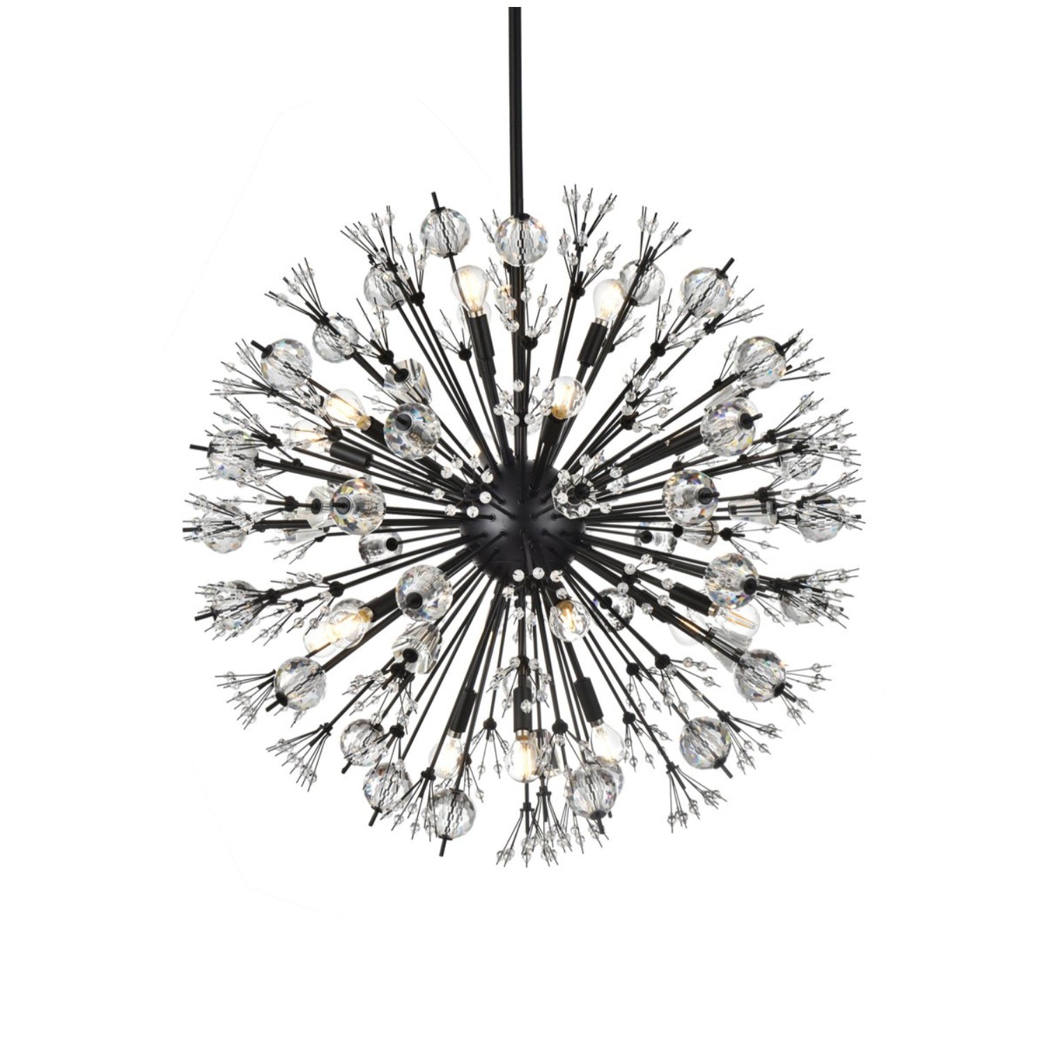 Vera 32 inch crystal starburst round pendant in black