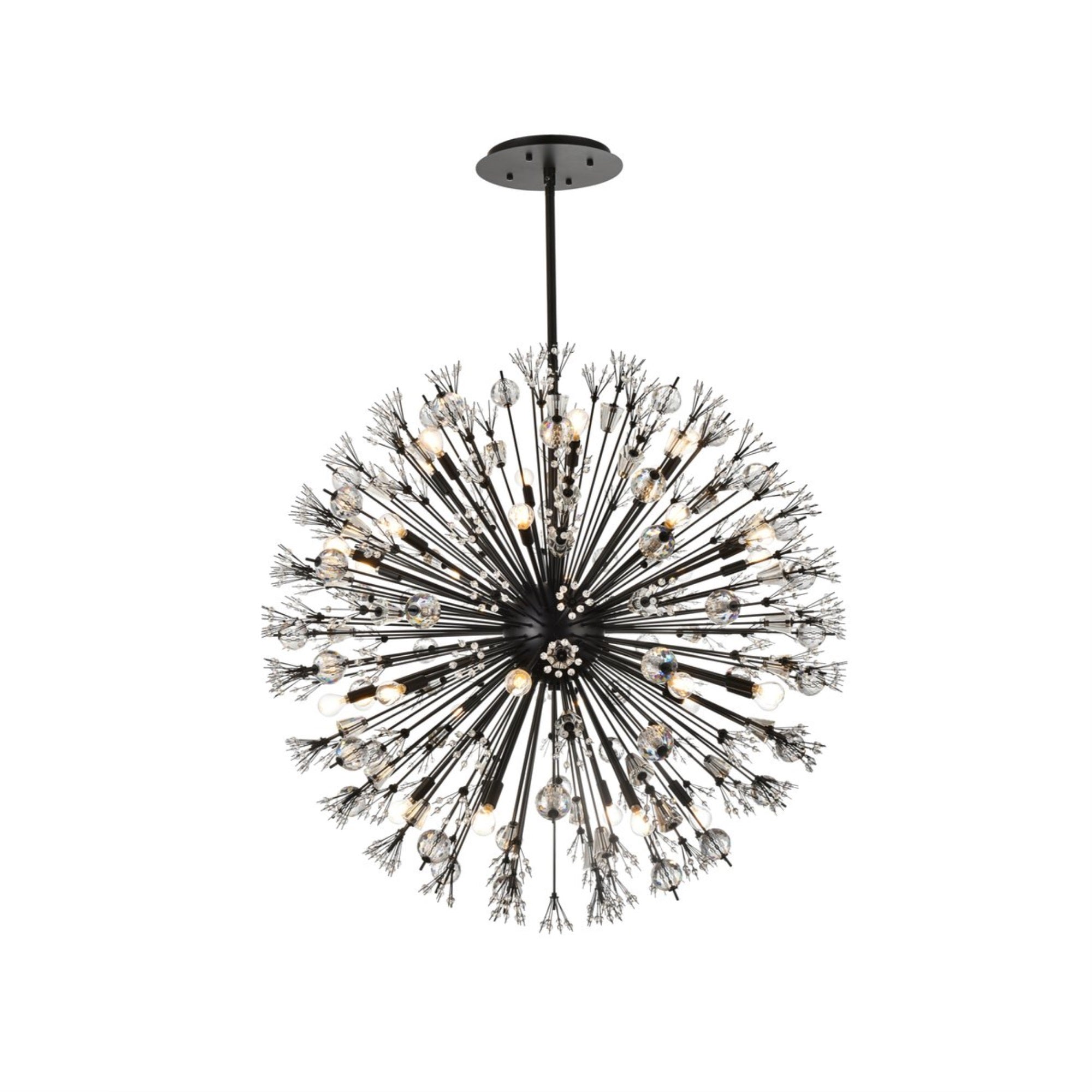 Vera 44 inch crystal starburst round pendant in black