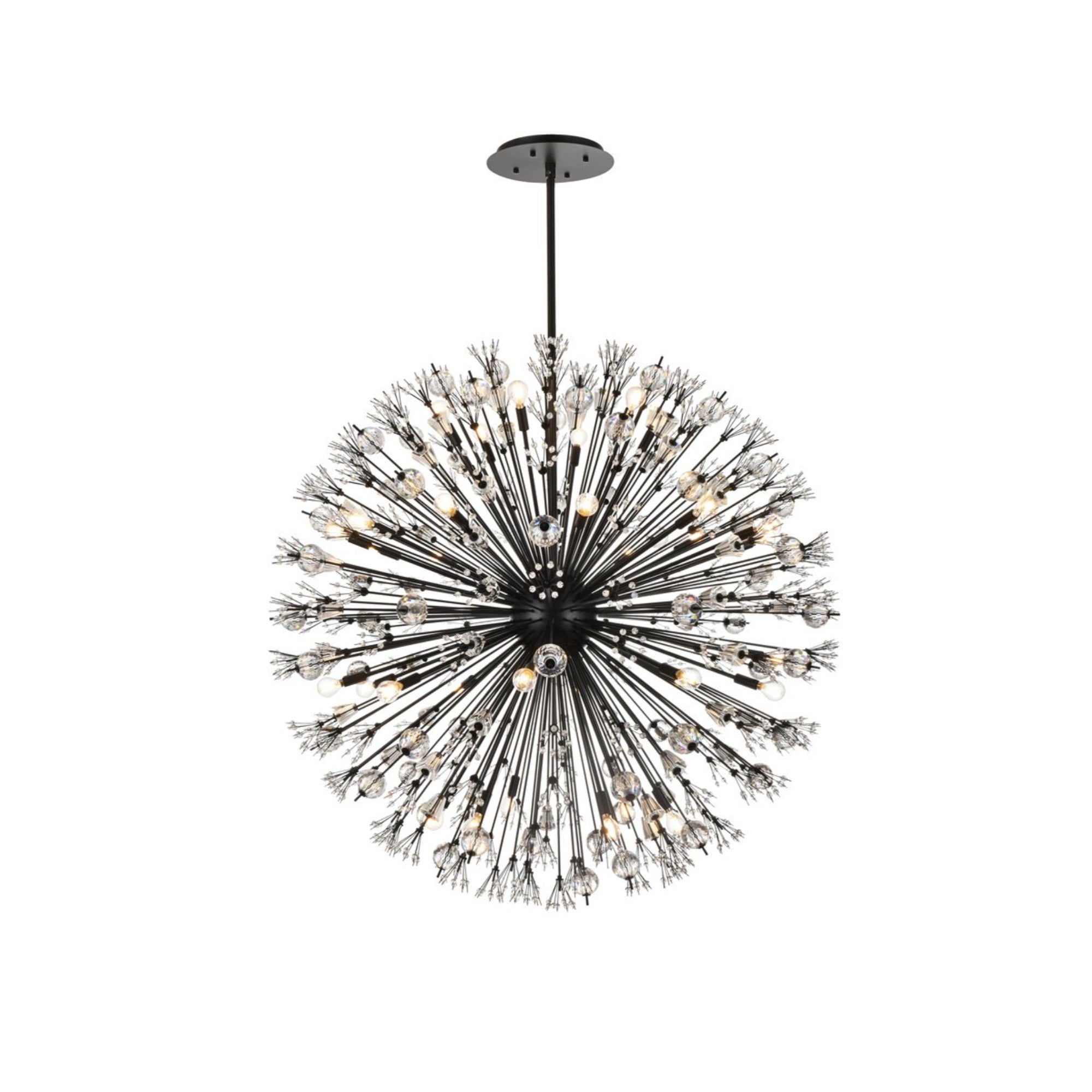Vera 50 inch crystal starburst round pendant in black