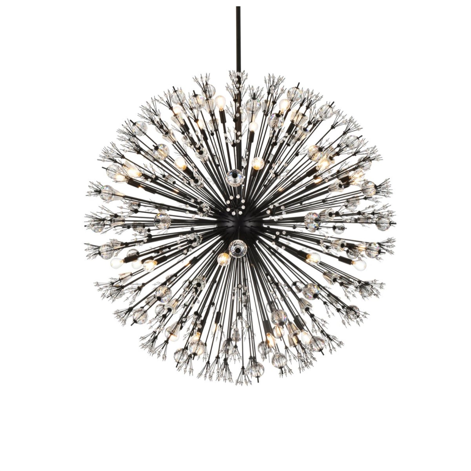 Vera 50 inch crystal starburst round pendant in black