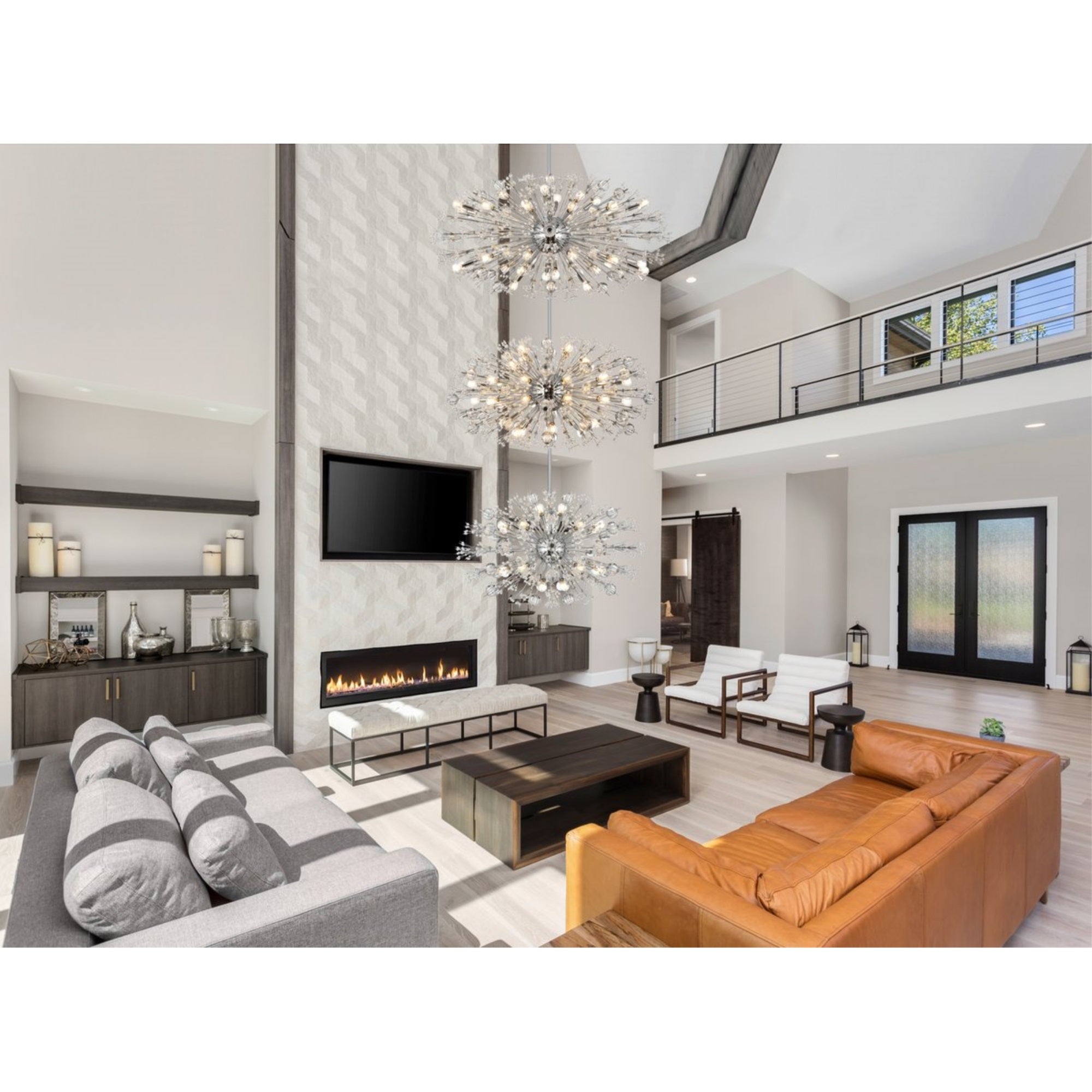 Vera 48 Inch Three Tiers Crystal Starburst Chandelier In Chrome