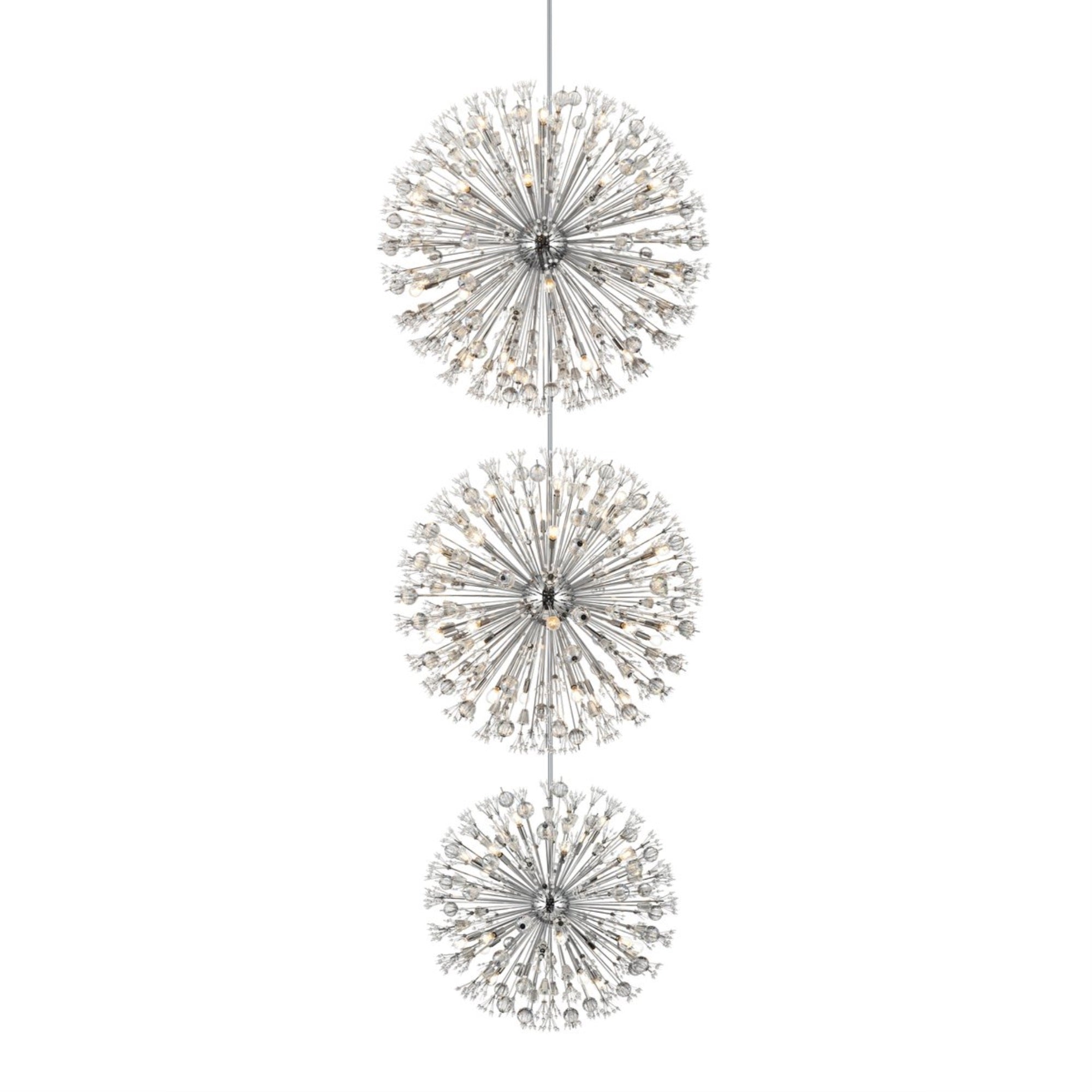 Vera 48 Inch Three Tiers Crystal Starburst Chandelier In Chrome