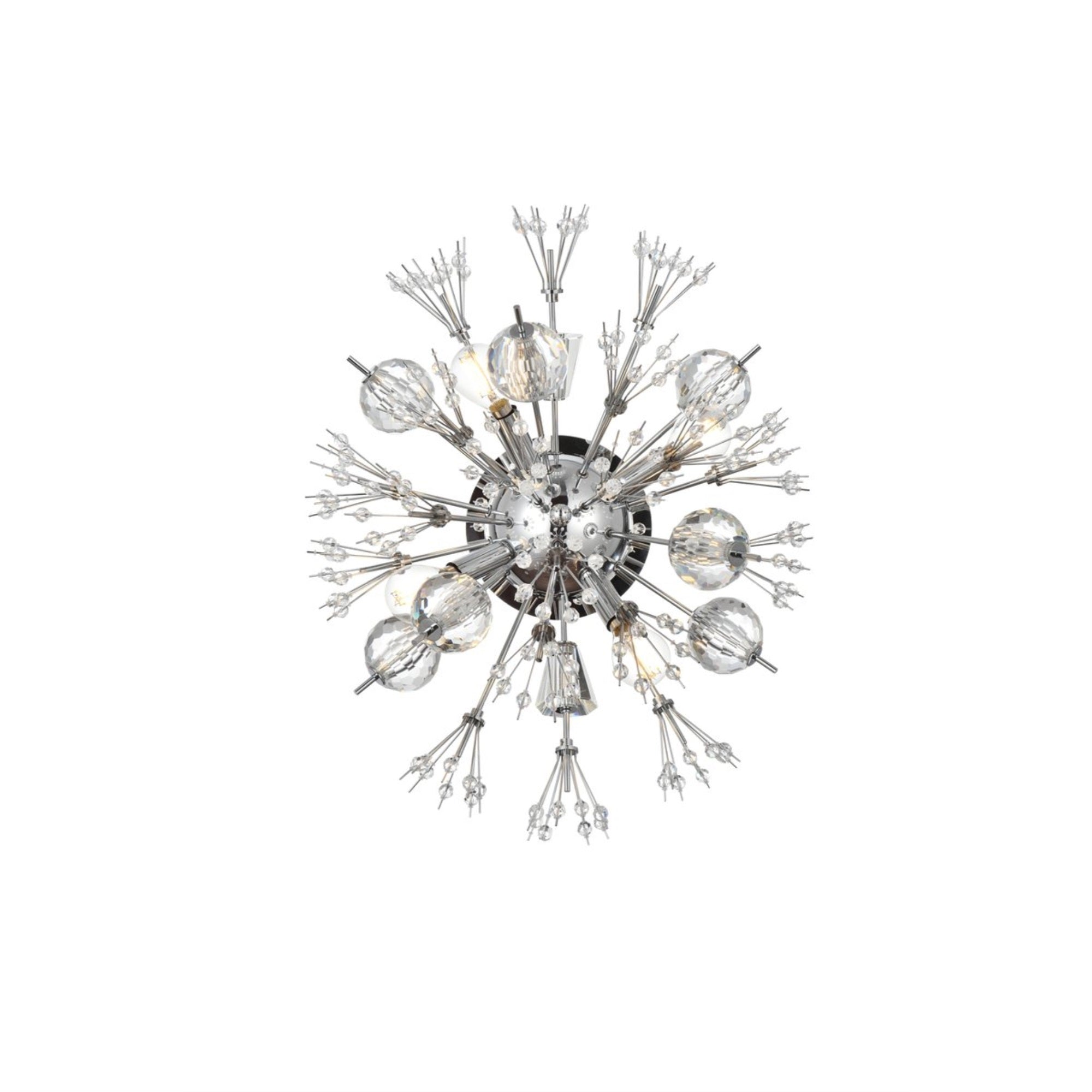 Vera 19 inch crystal starburst wall sconce in chrome