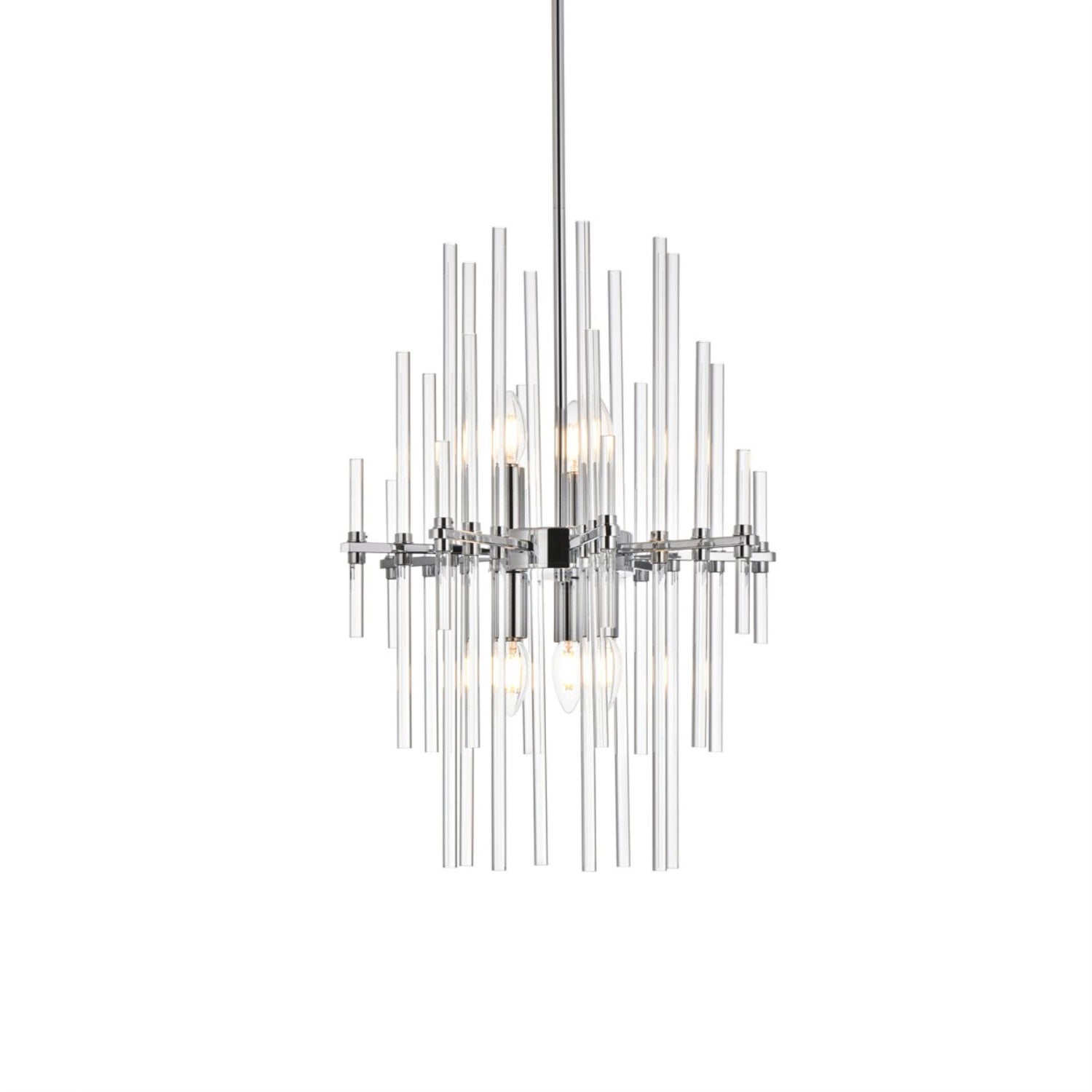 Elegant Lighting Indoor Modern Home Decorative Bright Ceiling Light Sienna 17 Inch Crystal Rod Pendant In Chrome