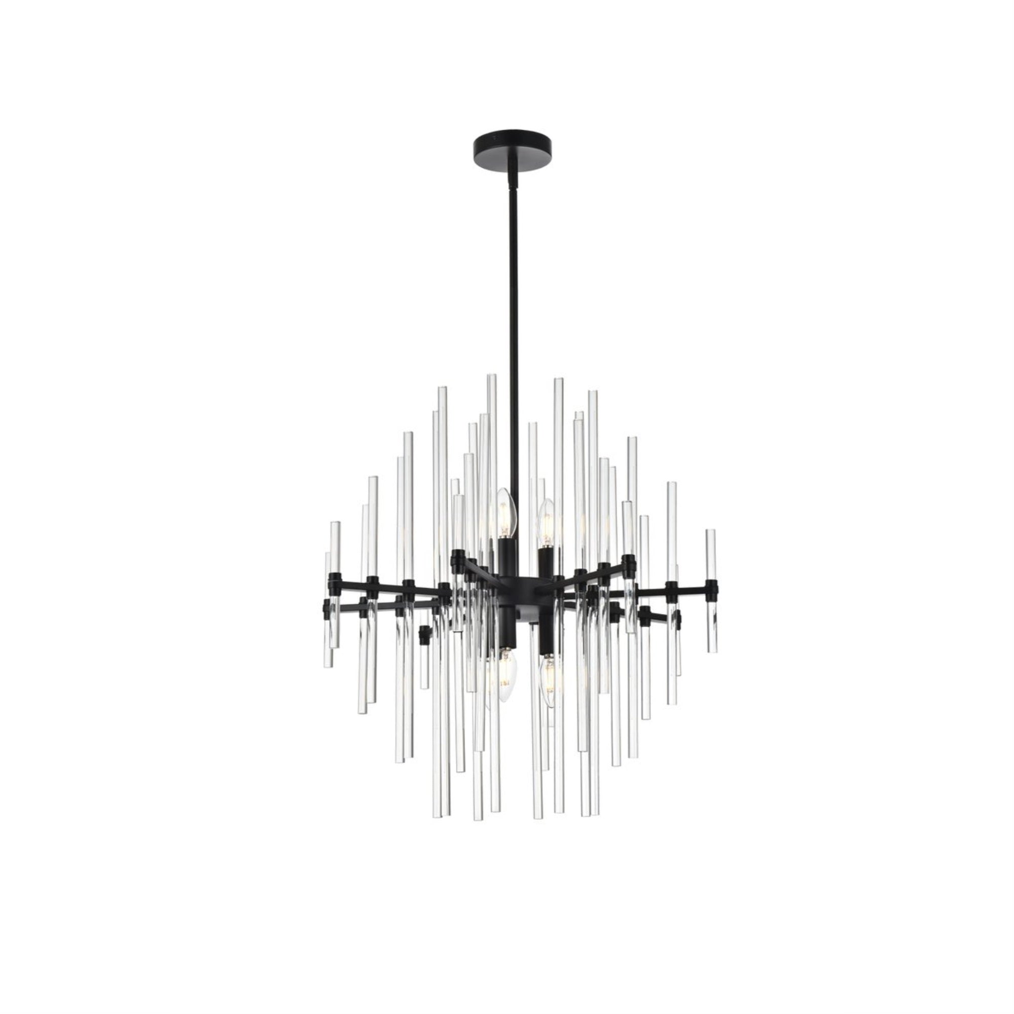 Sienna 23 inch crystal rod pendant in black