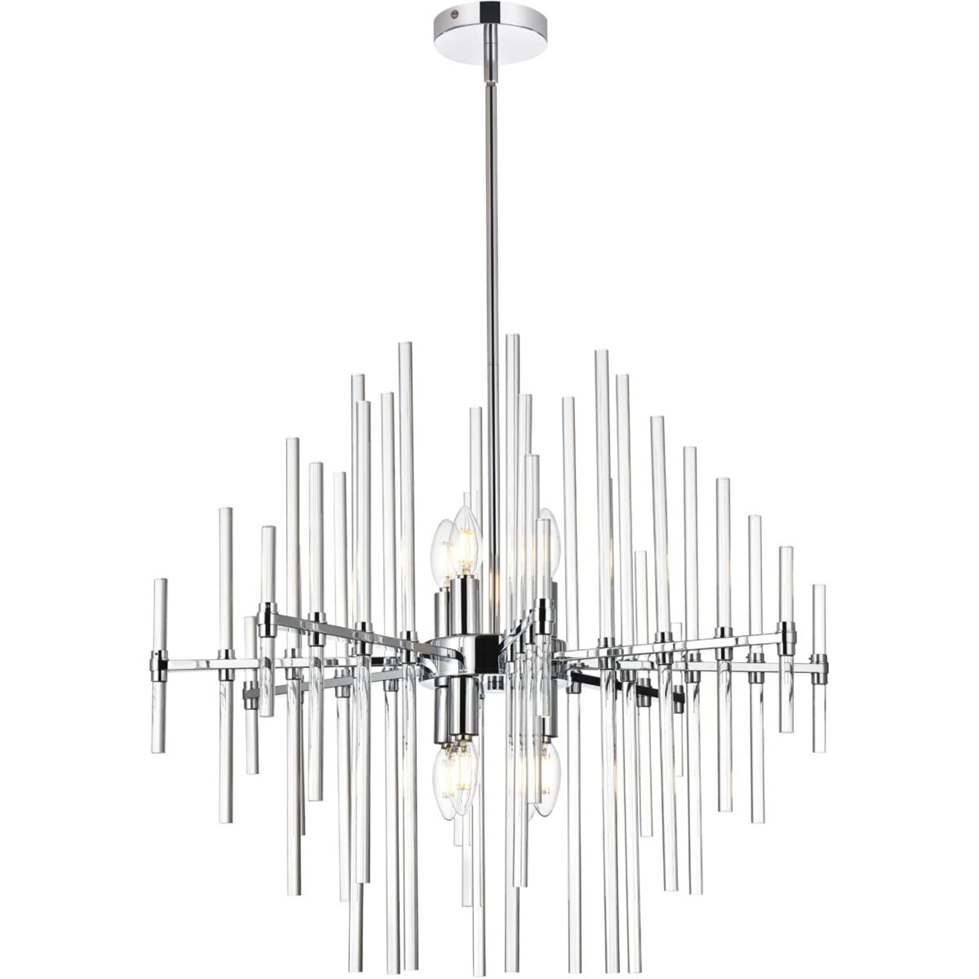 Elegant Lighting Ceiling Light Pendant 27in Chrome Crystal Rod 2502D27C