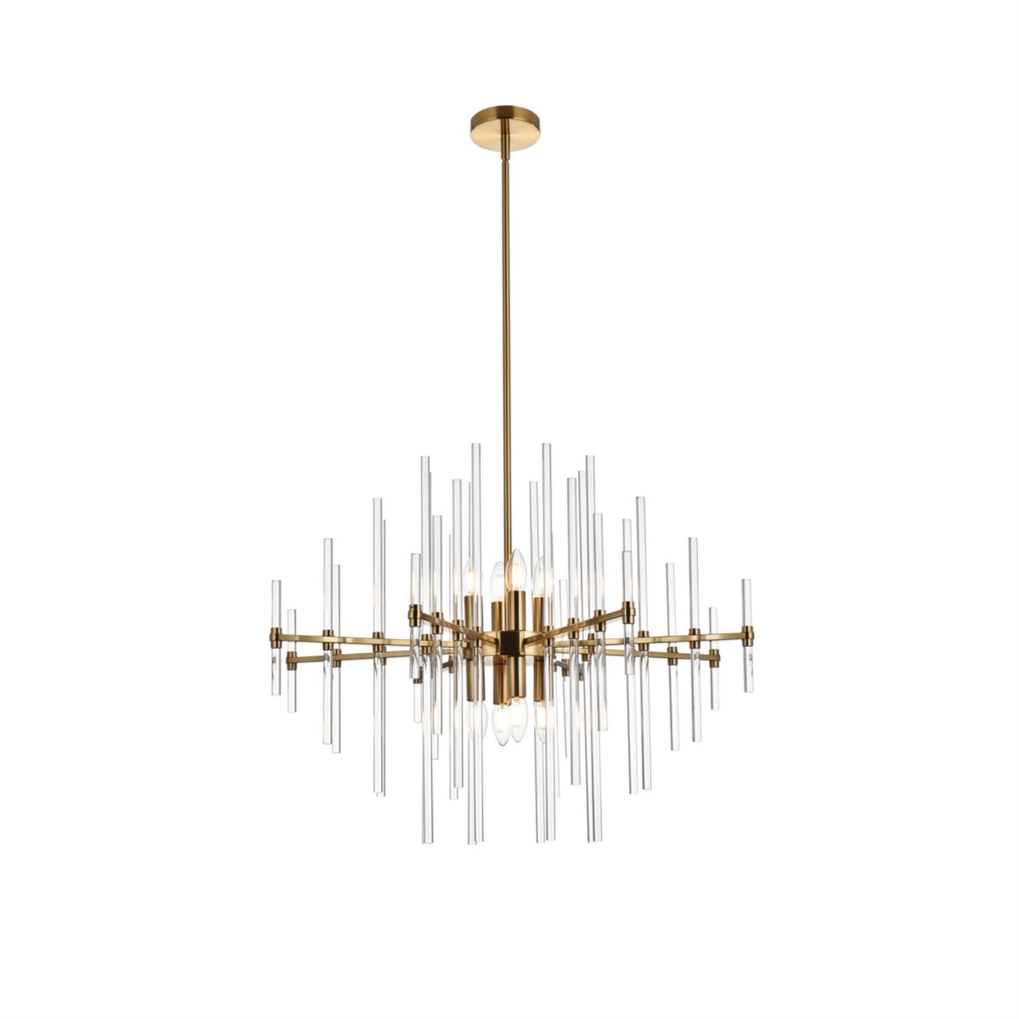 Sienna 31 inch crystal rod pendant in gold