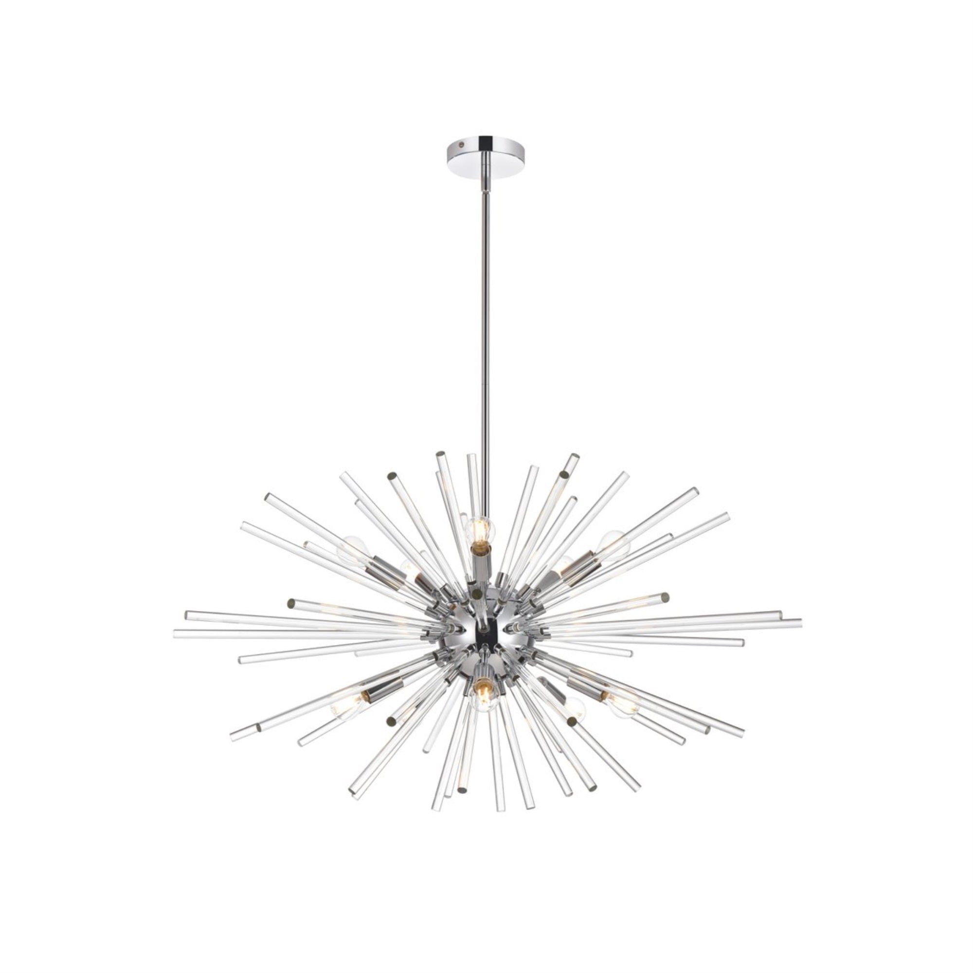 Sienna 36 inch crystal rod pendant in chrome