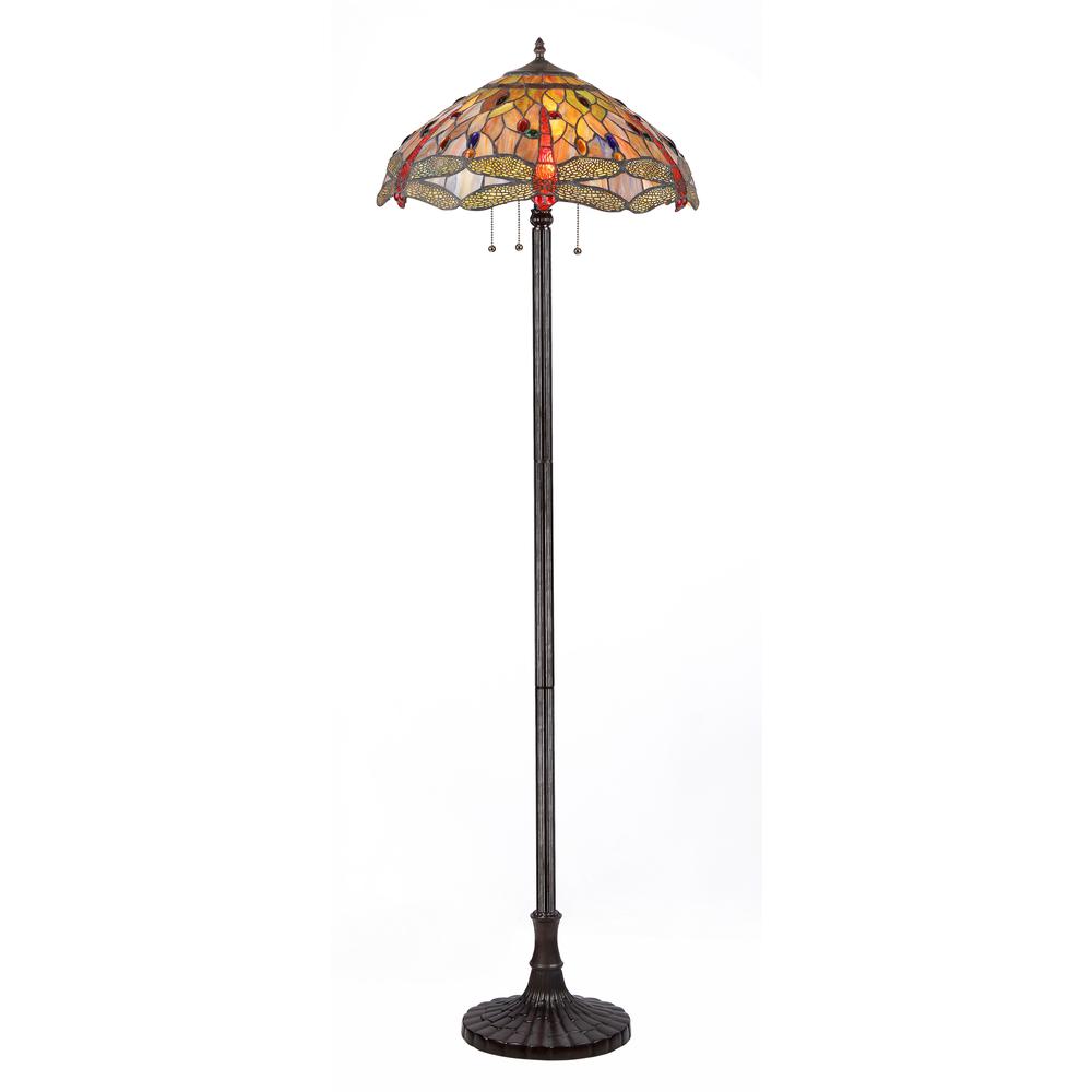 ANISOPTERA PURITY Tiffanystyle 3 Light Dragonfly Floor Lamp 18 inch Shade