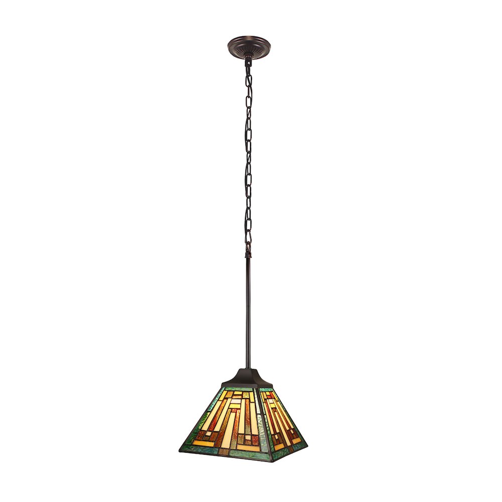 Firman Tiffany-Style 1-Light Mission Ceiling Pendant 8 Shade
