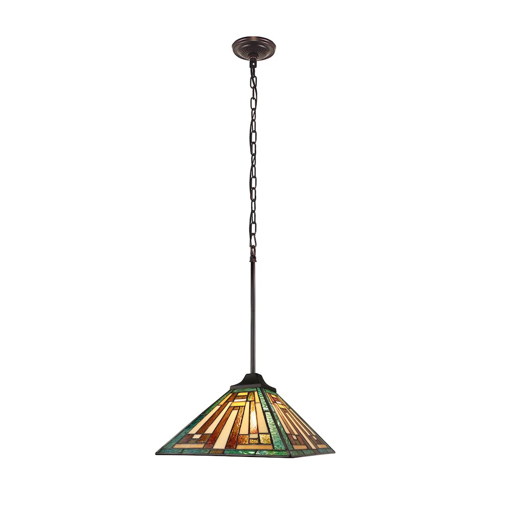 Firman Tiffany-Style 1-Light Mission Ceiling Pendant 12 Shade