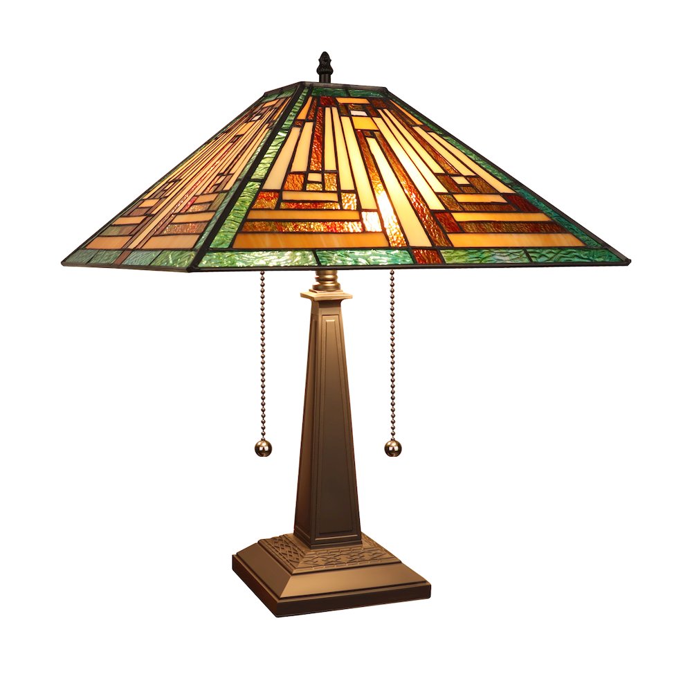 Firman Tiffany-Style 2-Light Mission Table Lamp 16 Shade