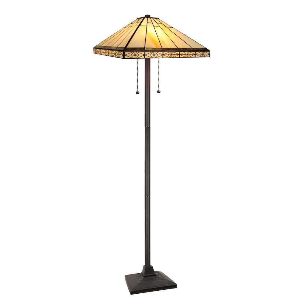 Tiffany-Style 2-Light Mission Floor Lamp 18 Shade