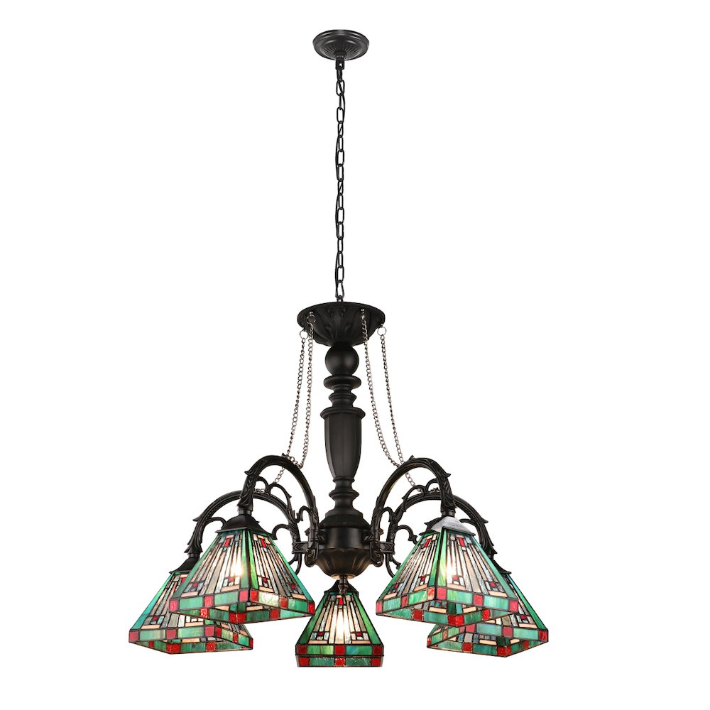 Innes Tiffany-Style 5-Light Mission Large Chandelier 27 Wide