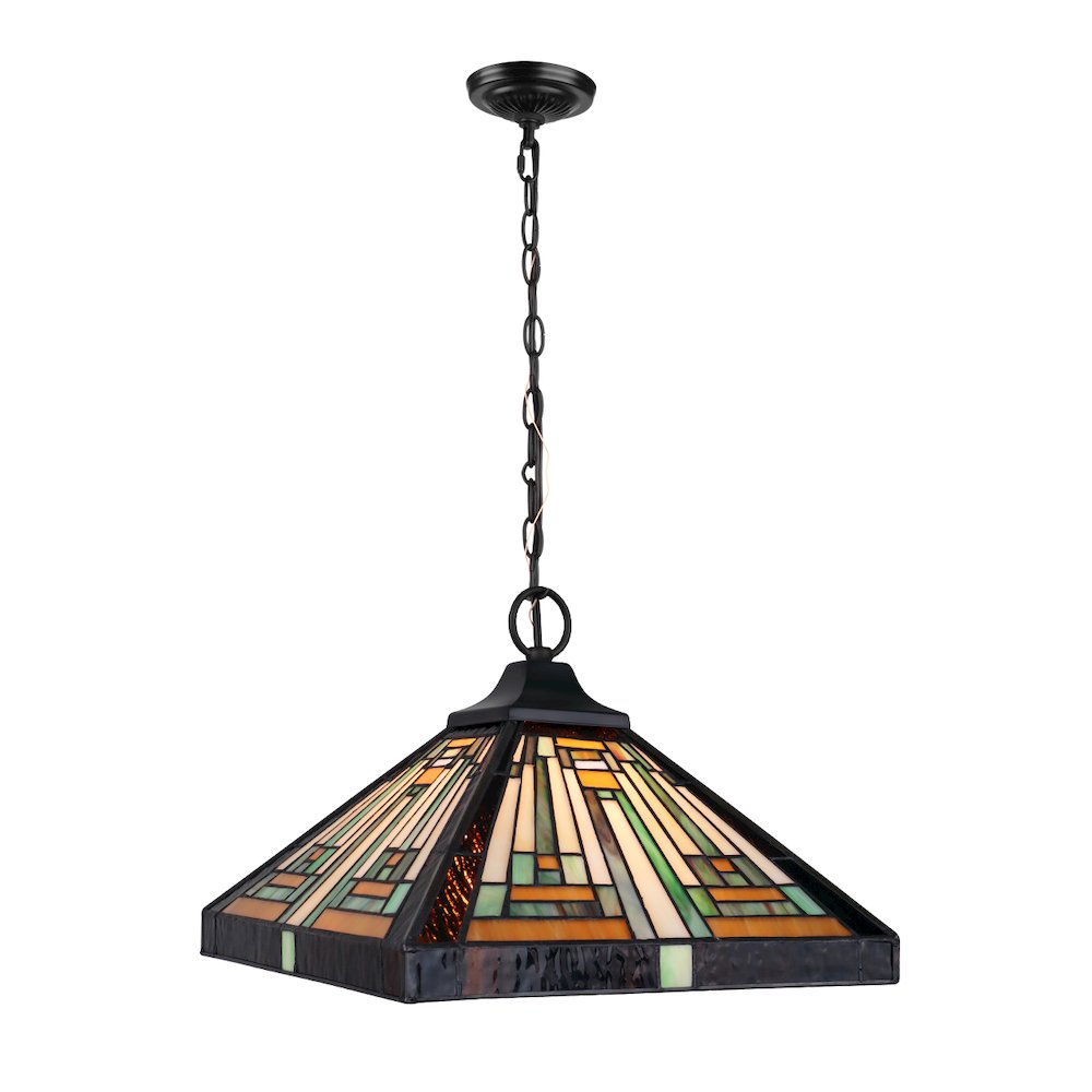 Innes Tiffany-Style 1-Light Mission Ceiling Pendant 12 Shade
