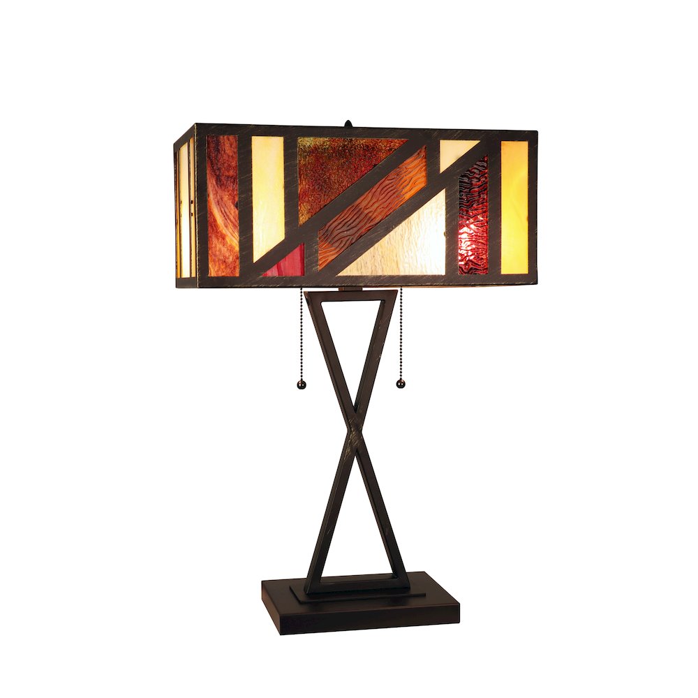 Retro-Style Stained Glass 2-Light Table Lamp 16 Shade