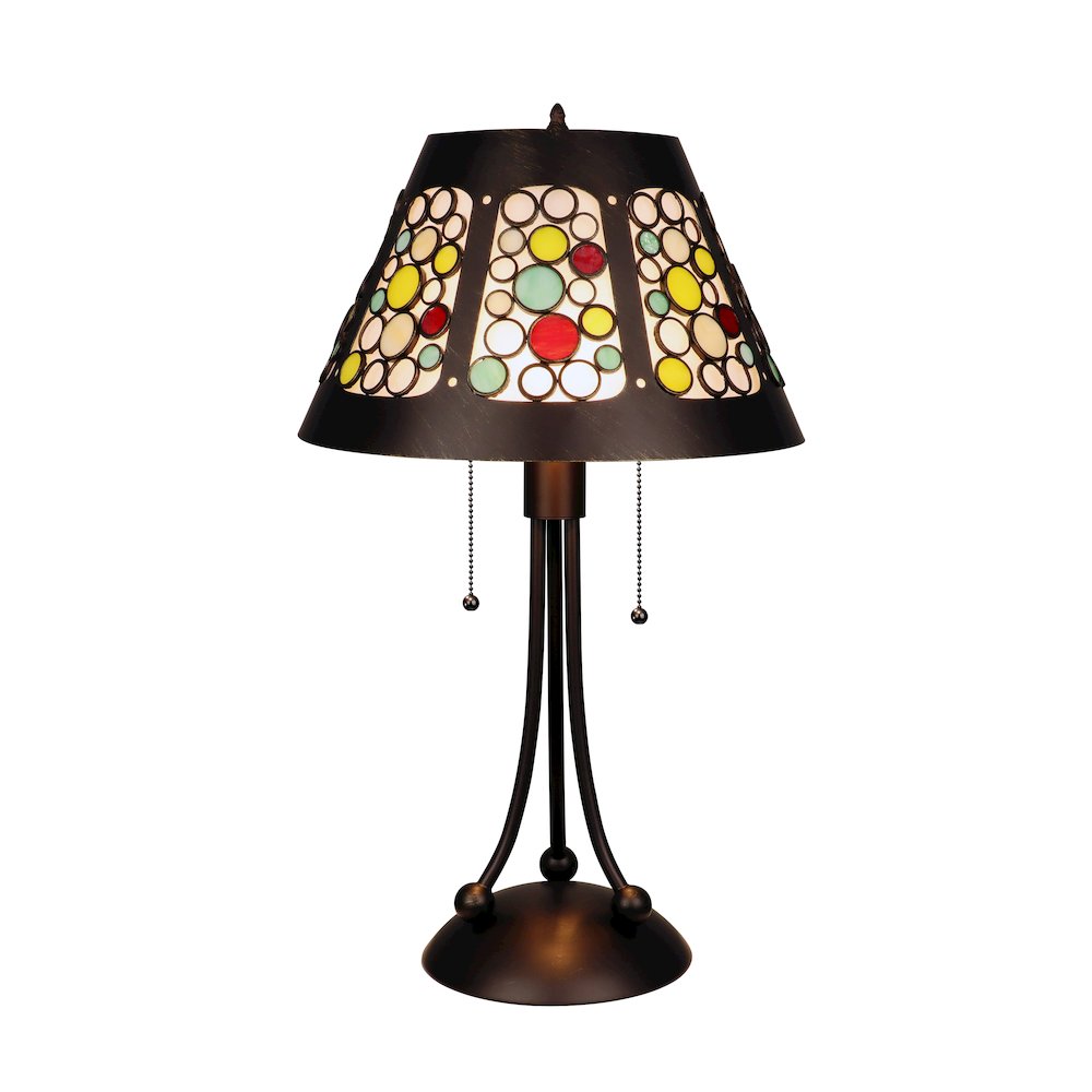 Retro-Style Stained Glass 2-Light Table Lamp 18 Shade