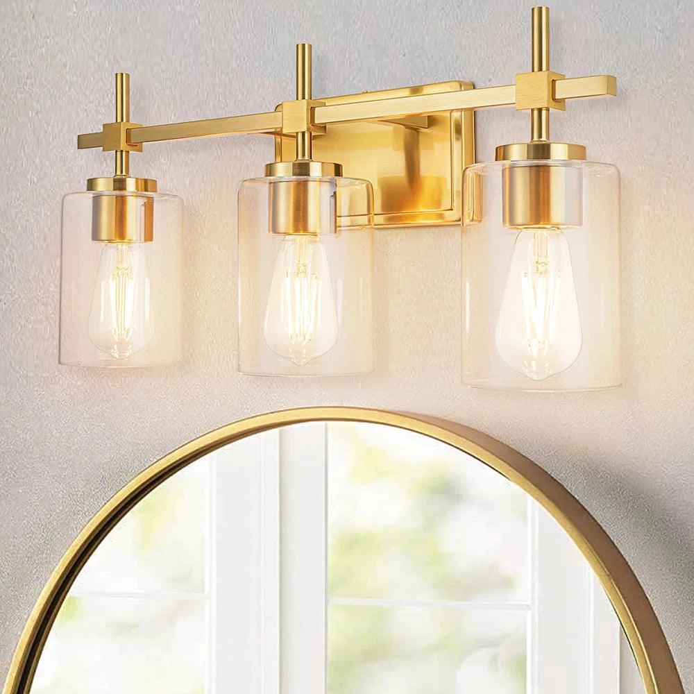 Jasper Modern Clear Glass 3-Light Bathroom Vanity Light