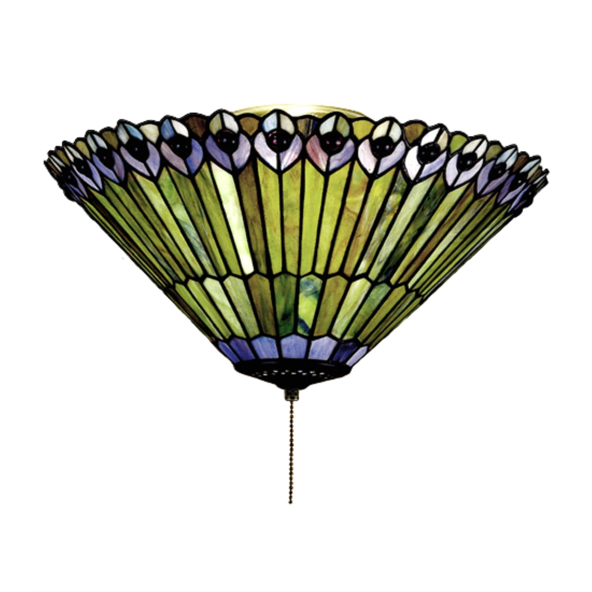 17 inchW Tiffany Jeweled Peacock Flushmount