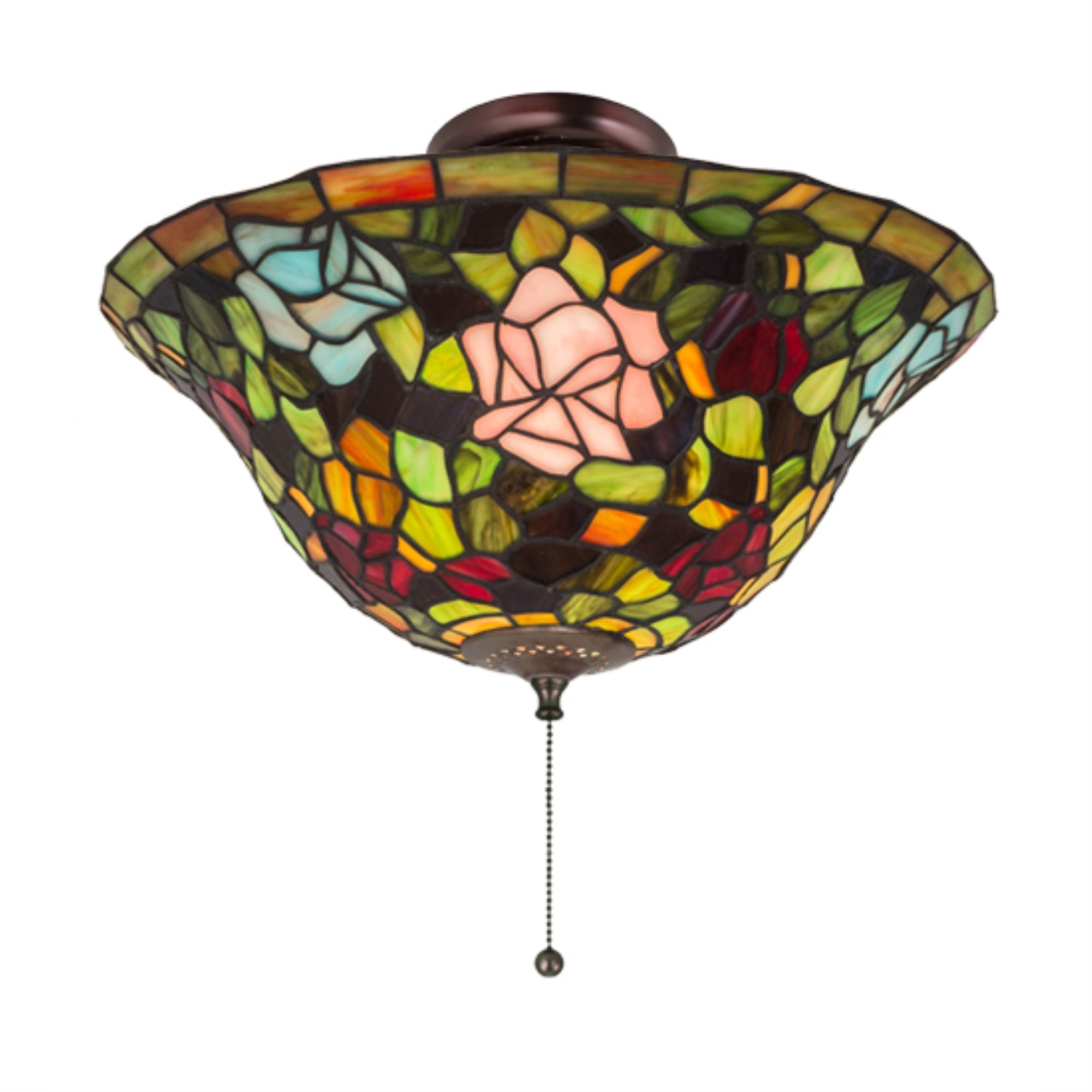 Meyda Tiffany 3 Light Flush Mount Fixture Tiffany Glass Rosebush Model 27445