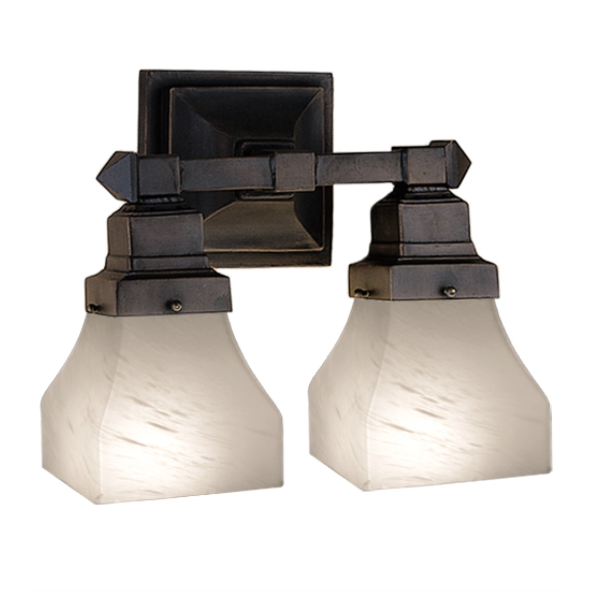 13 inchW Bungalow White Alabaster Swirl 2 LT Wall Sconce