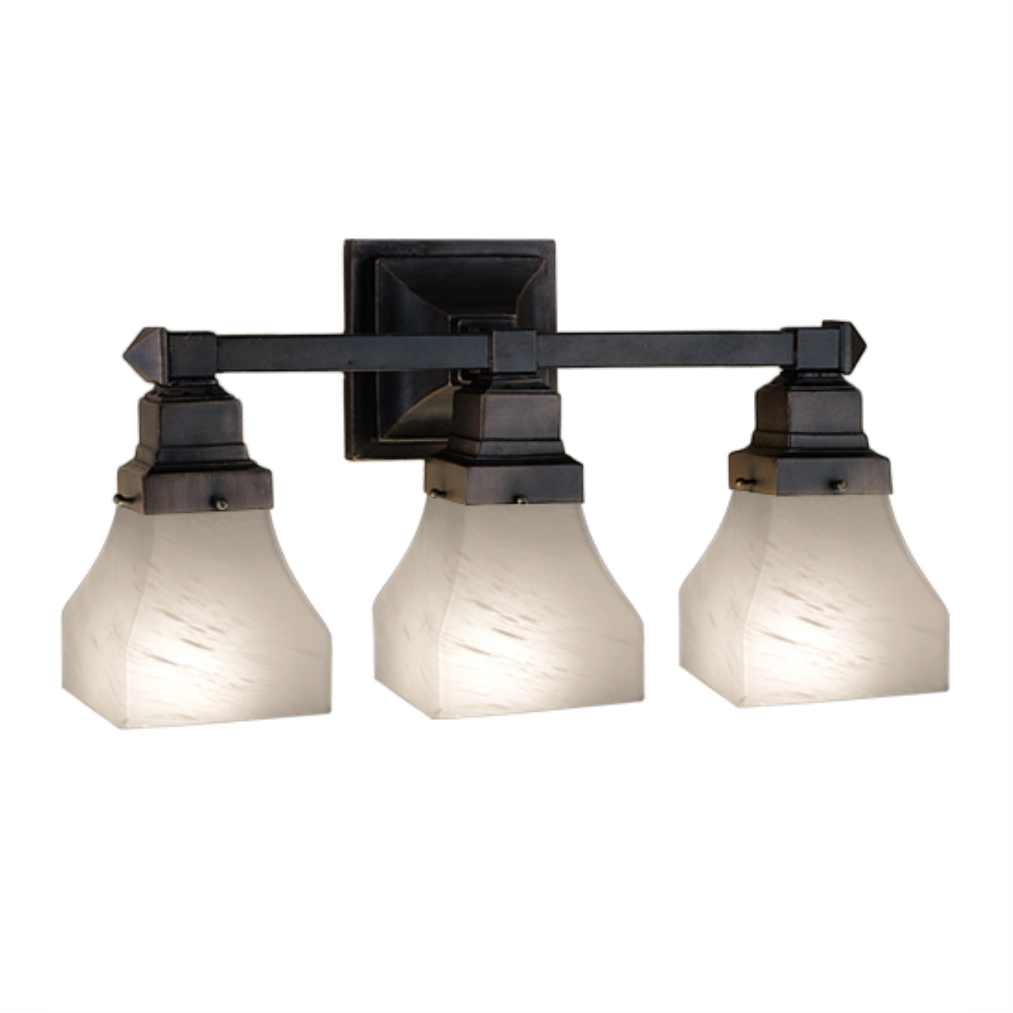 20 inchW Bungalow White Alabaster Swirl 3 LT Vanity Light