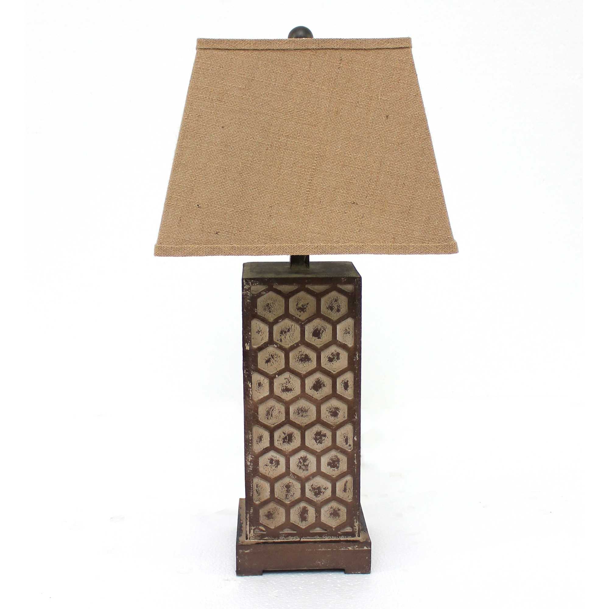 29'' Brown Solid Wood Bedside Table Lamp With Brown Shade