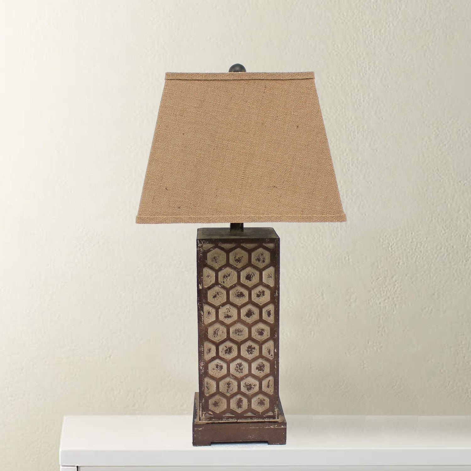29'' Brown Solid Wood Bedside Table Lamp With Brown Shade