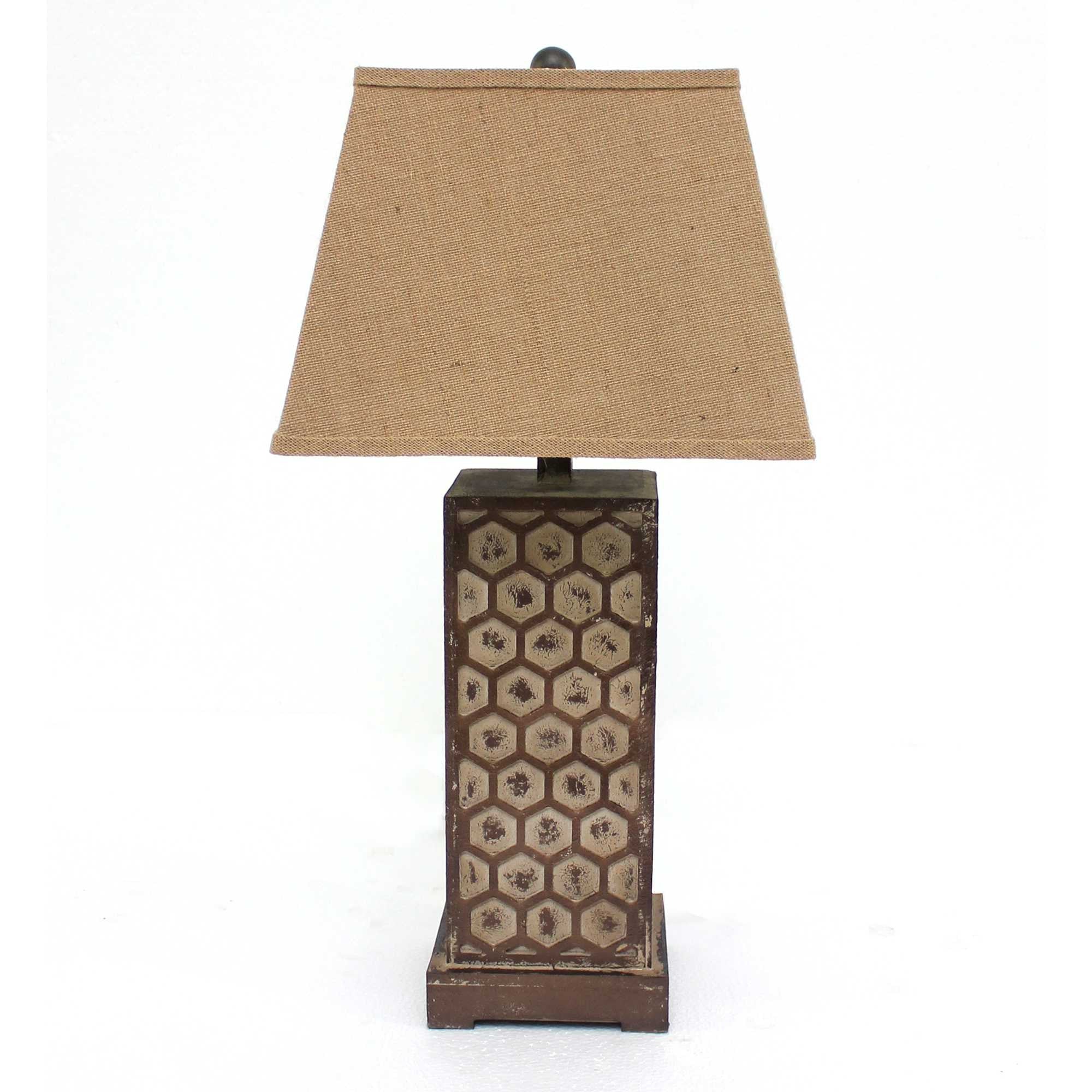 29'' Brown Solid Wood Bedside Table Lamp With Brown Shade