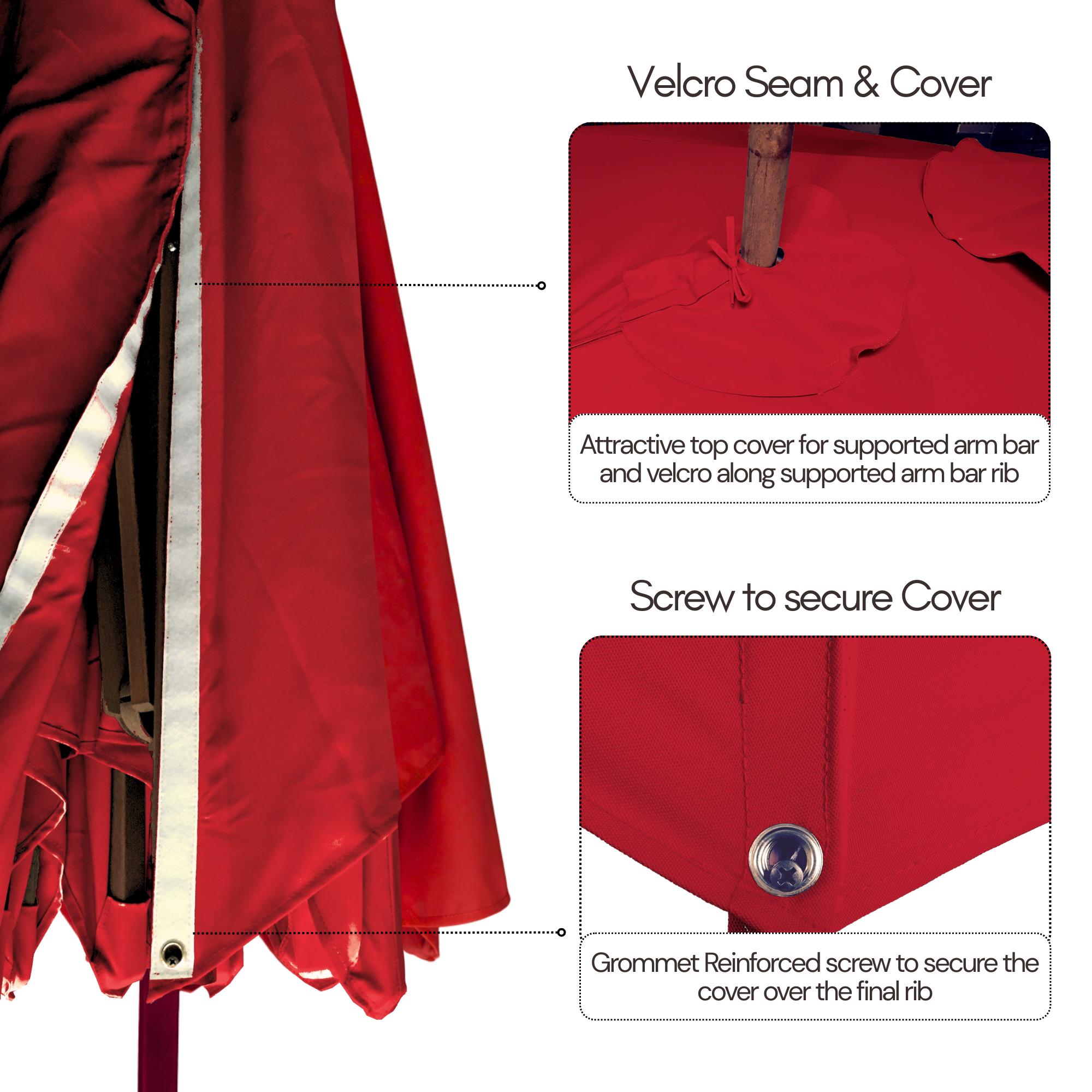 10ft Cantilever Supported Bar Umbrella 8 Rib Replacement Canopy Red