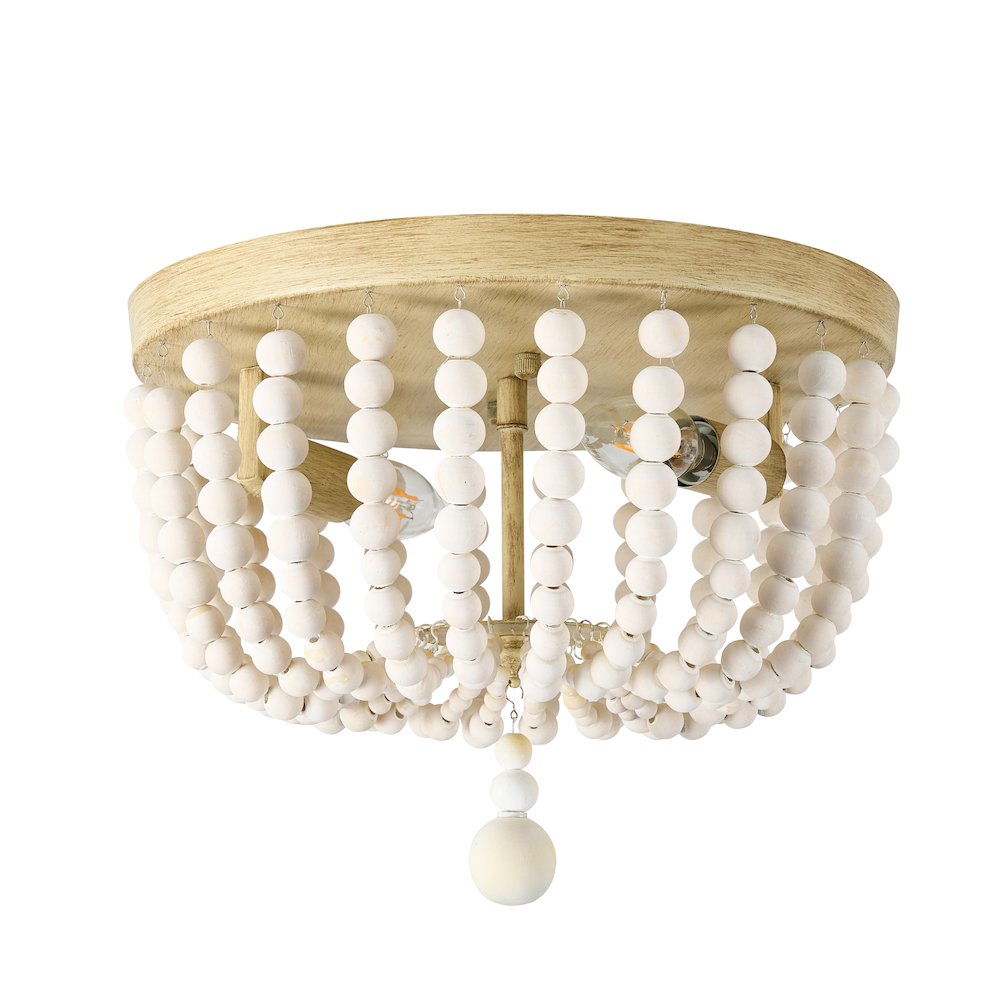 2 Light Vintage White Beaded Flush Mount