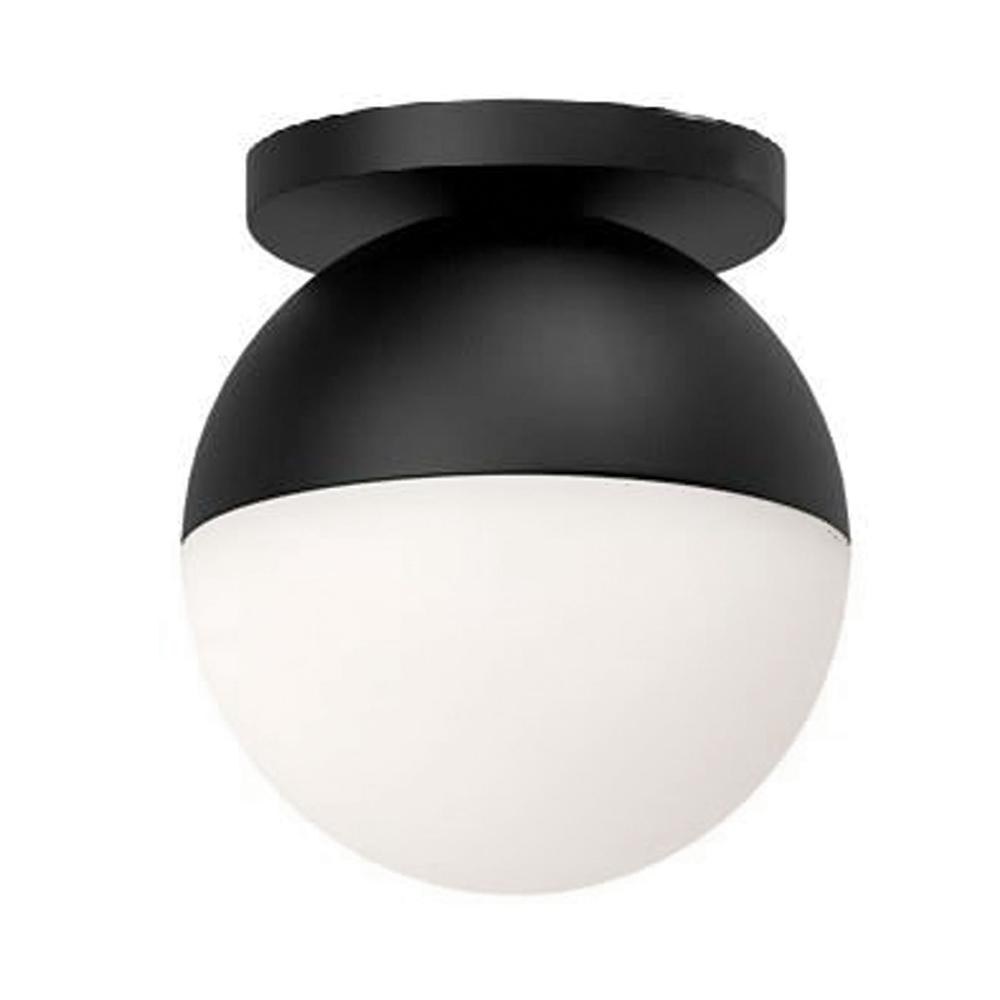 1LT Flush Mount, MB, WH Glass