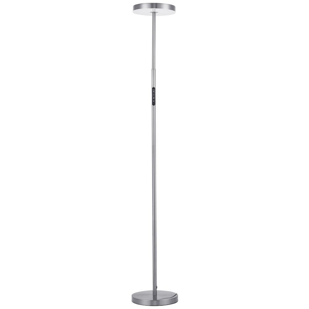 30W Floor Lamp Satin Nickel with White Acrylic Diffuser