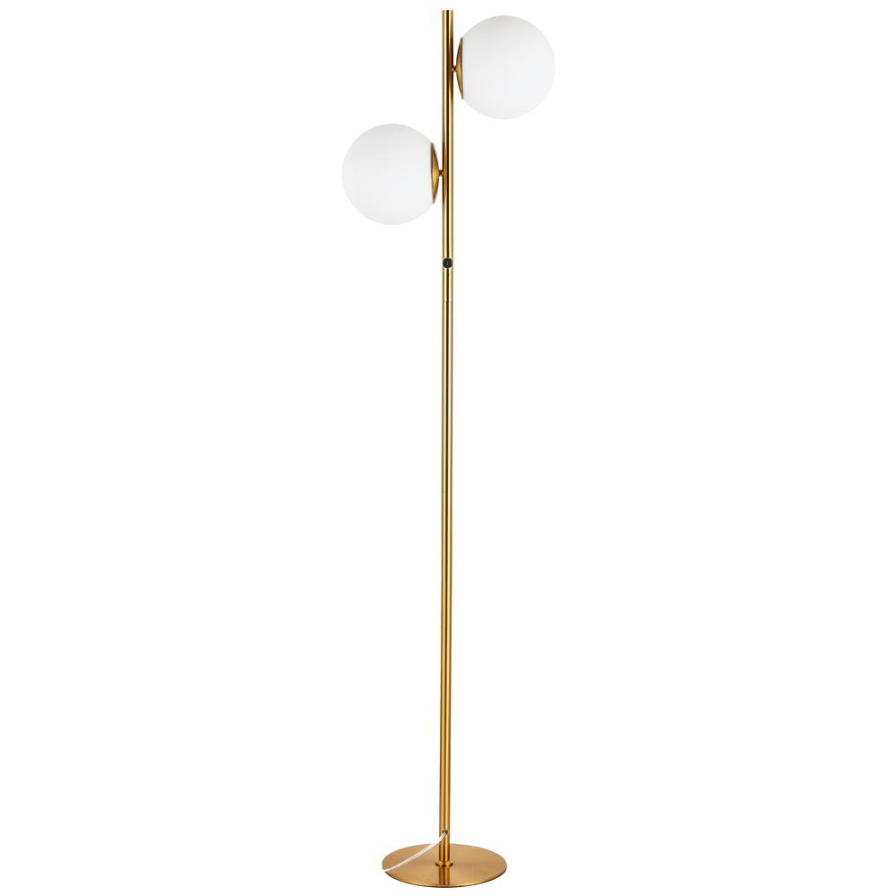 2LT Incandescent Floor Lamp, AGB,WH Opal Glass