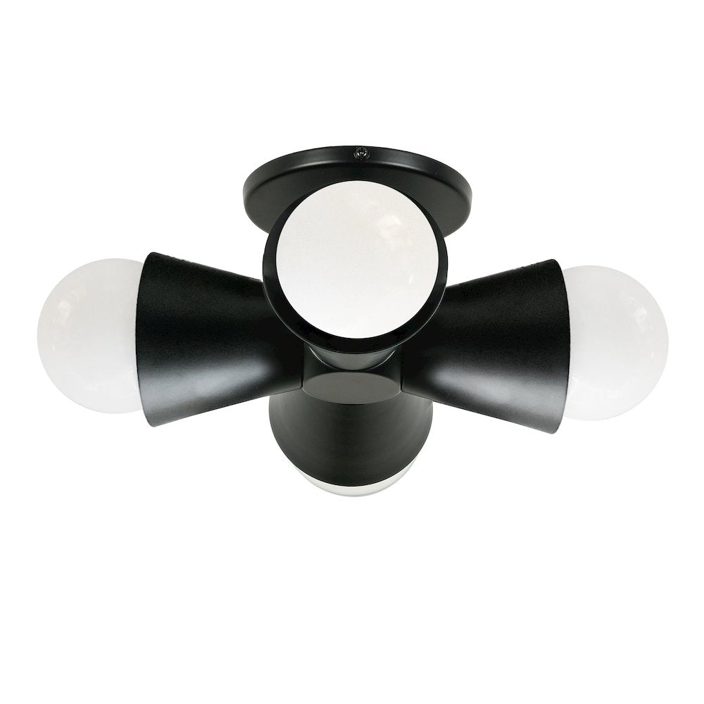 4 Light Incandescent Flush Mount Matte Black