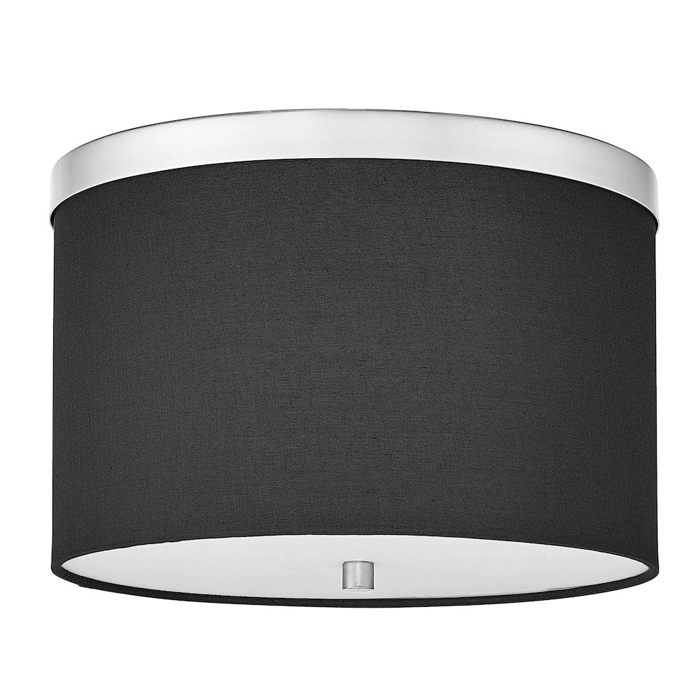 2 Light Flush Mount Polished Chrome with Black Shade