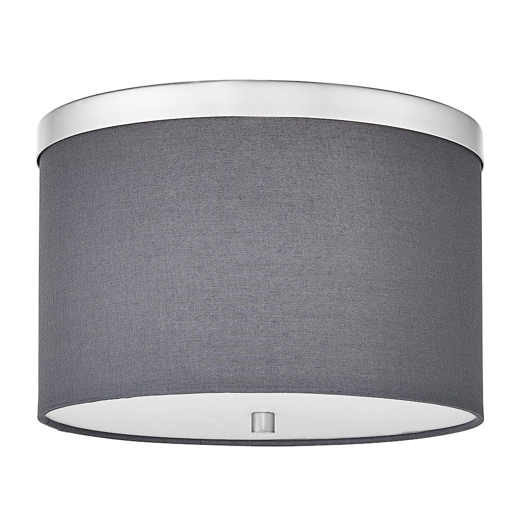 2 Light Flush Mount Polished Chrome with Grey Shade