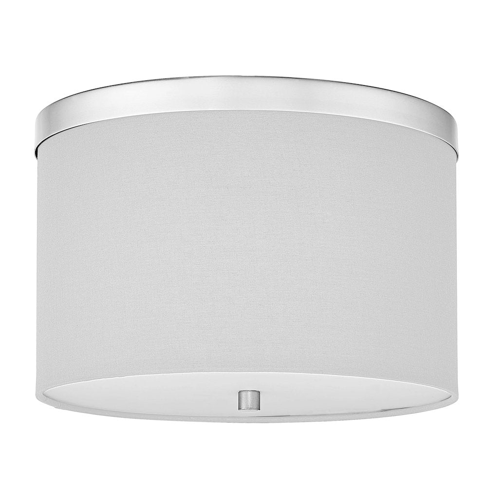 2 Light Flush Mount Polished Chrome with White Shade