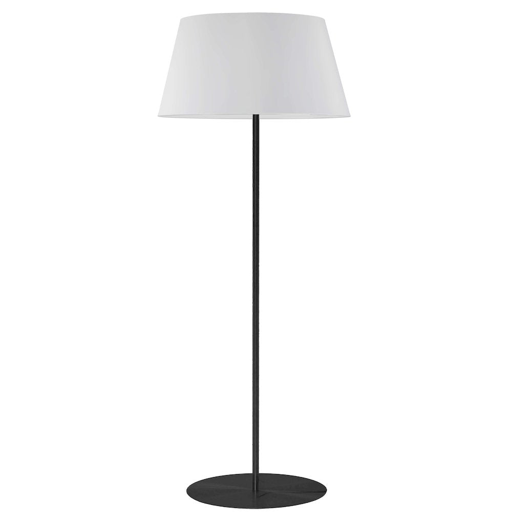 1 Light Incandescent Round Base Floor Lamp Matte Black with White Shade