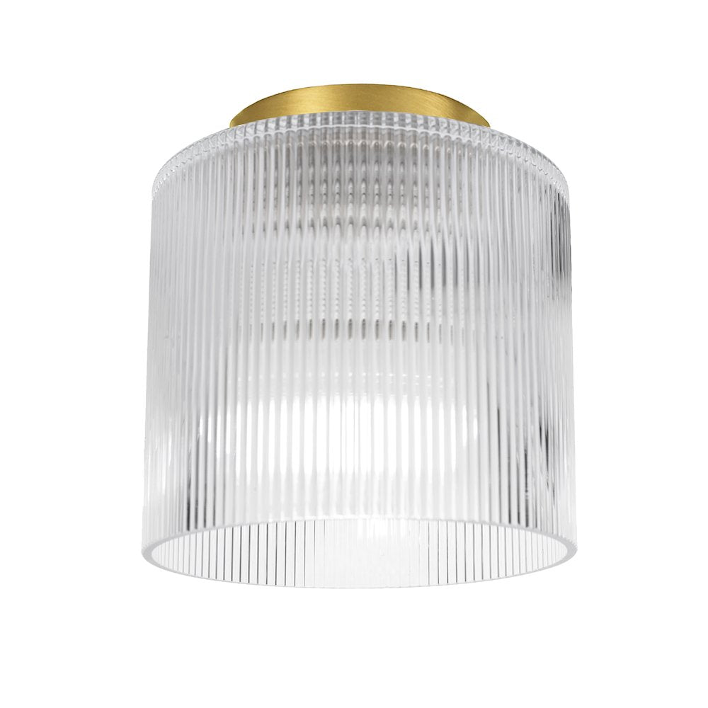 1 Light Flush Mount in Aged Brass w/ Fluted Glass