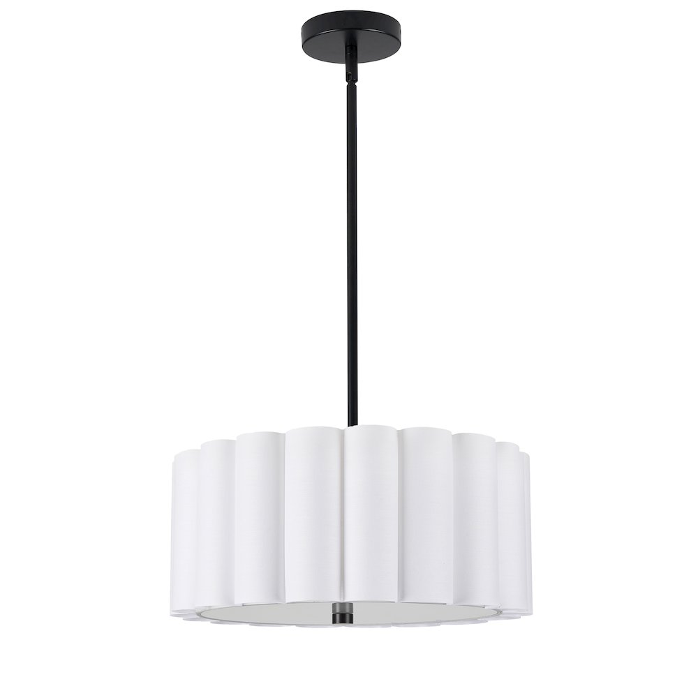 3 Light Matte Black Pendant w/ White Shade