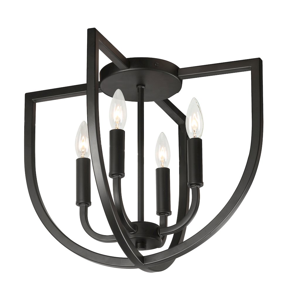 4 Light Flush Mount in Matte Black