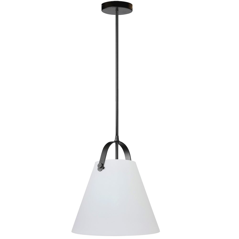 1 Light Pendant in Matte Black w/ Opal Glass