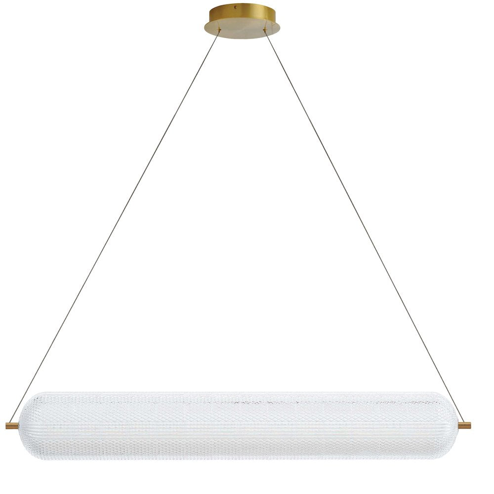 36W Horizontal Pendant Aged Brass with Clear Acrylic Diffuser