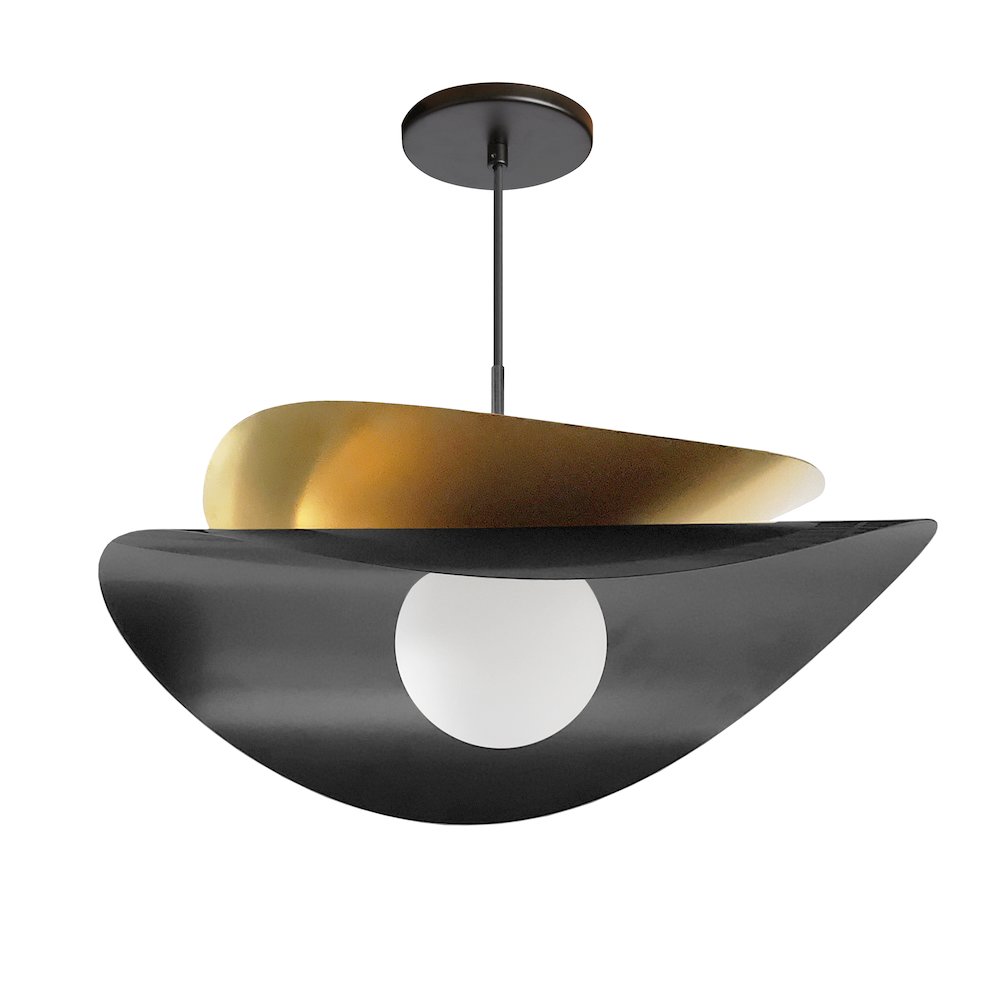 15W Pendant in Matte Black & Aged Brass