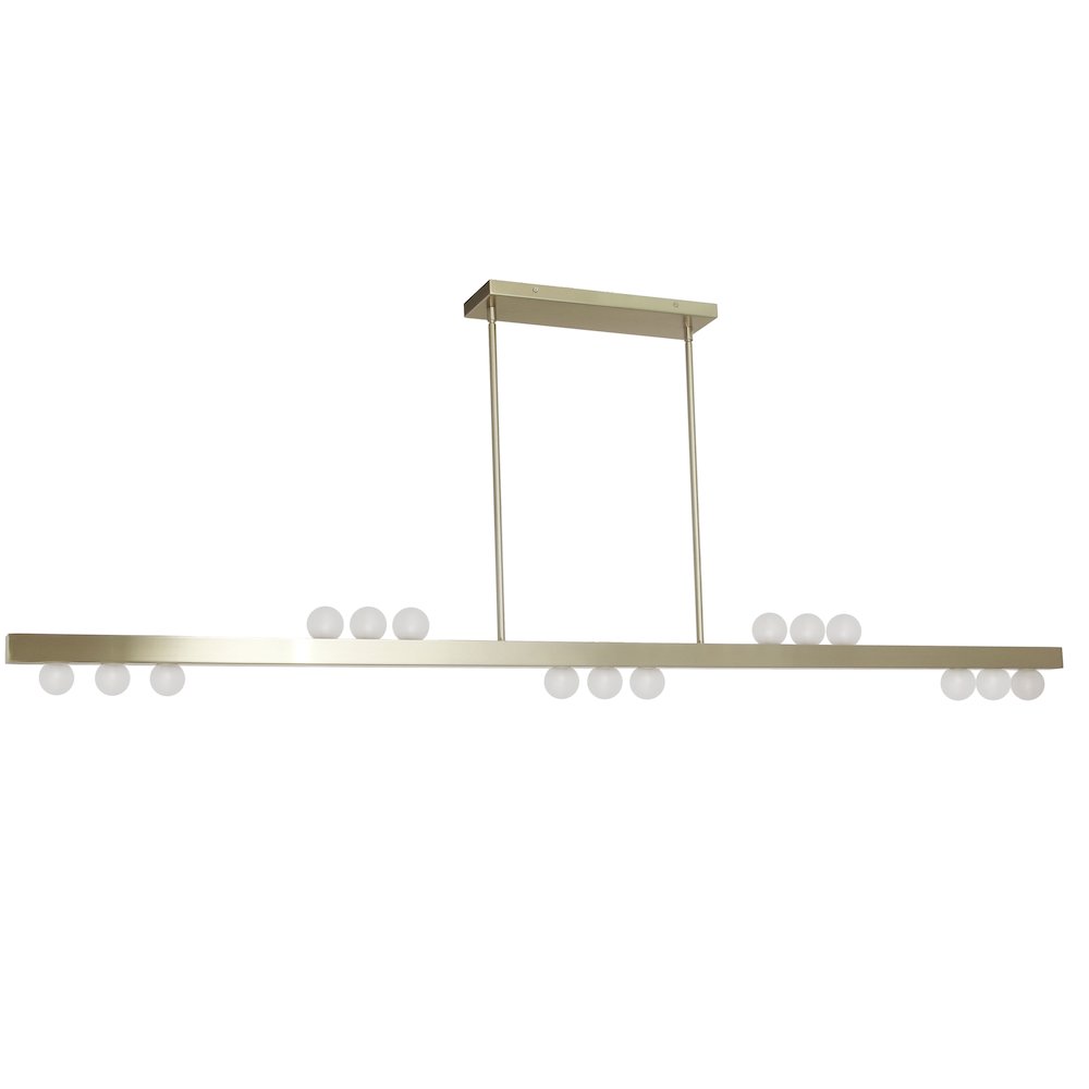15 Light Horizontal Pendant in Aged Brass w/ Frosted Glass