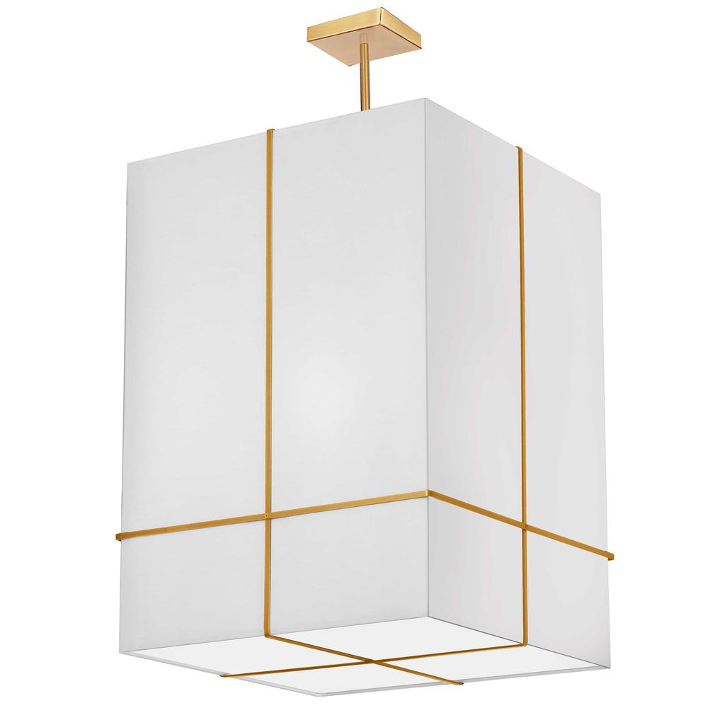 4LT Incandescent Pendant, GLD, WH Shade