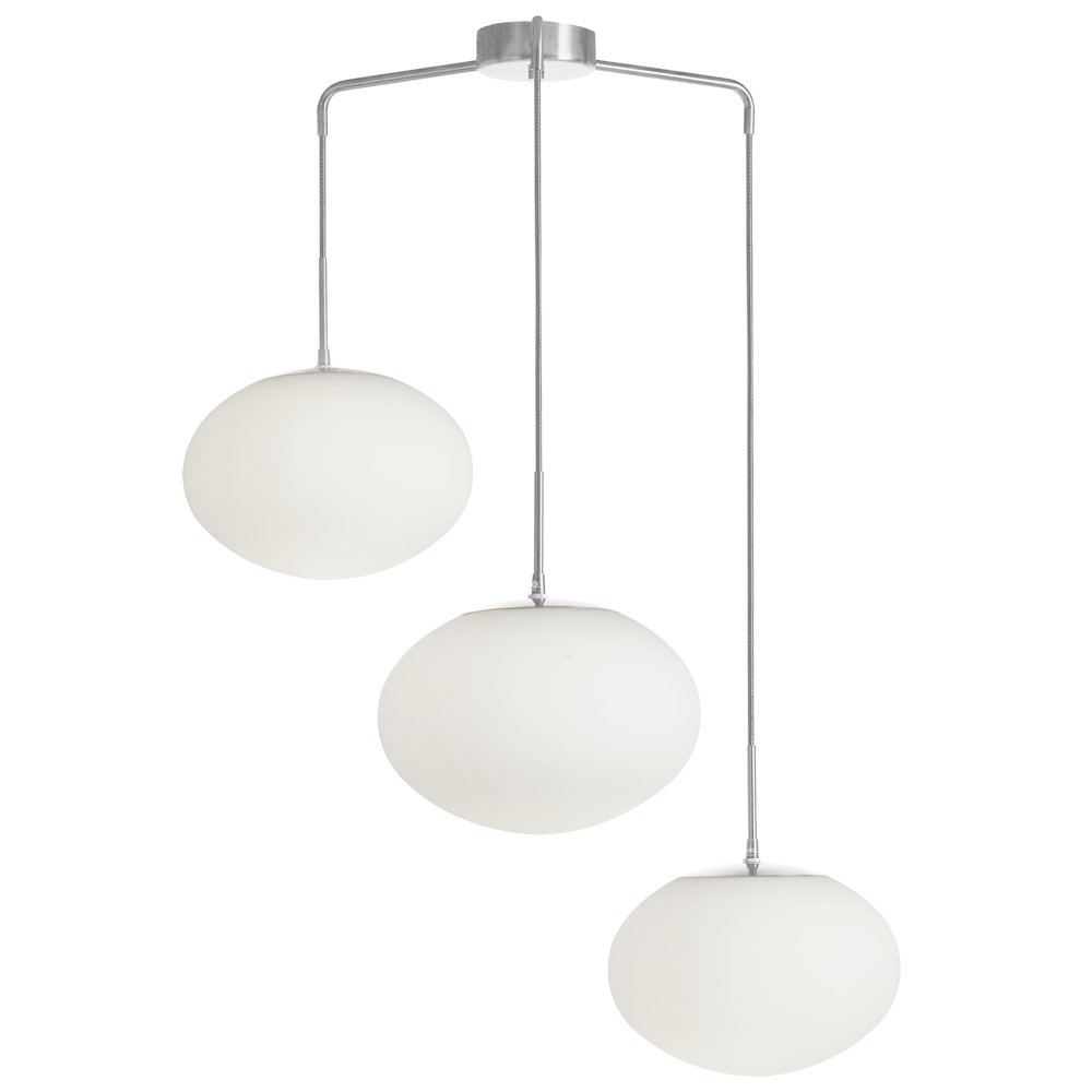 3 Light Pendant in Polished Chrome w/ White Opal Glass