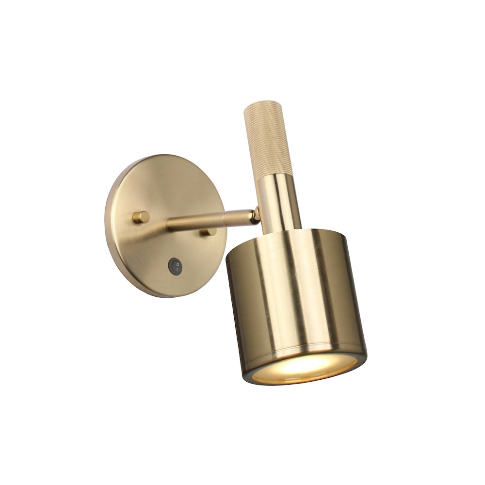 1 Light Halogen Wall Satin Chrome Aged Brass with Frosted Diffuser