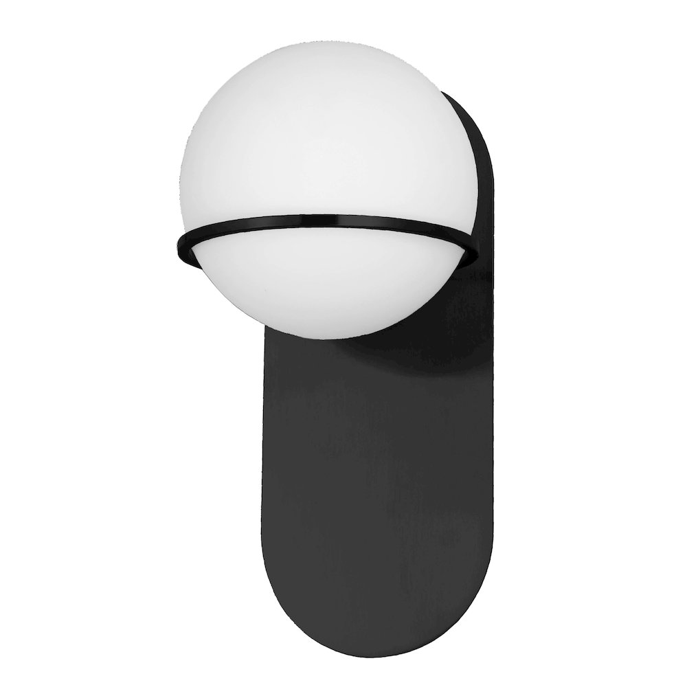 1 Light Halogen Wall Satin Chrome Matte Black with White Glass